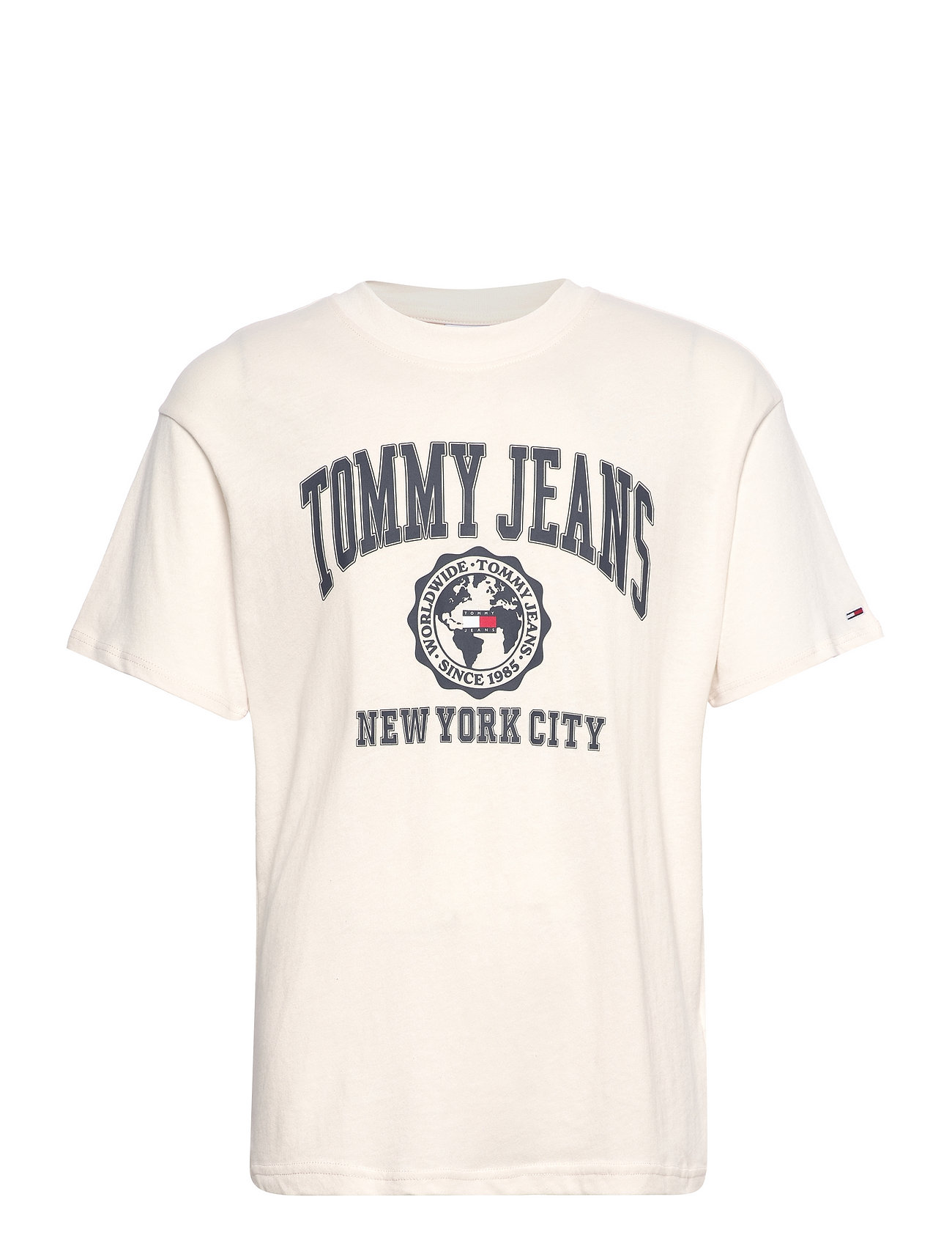Tjm College Logo Tee T-shirts Short-sleeved Creme Tommy Jeans