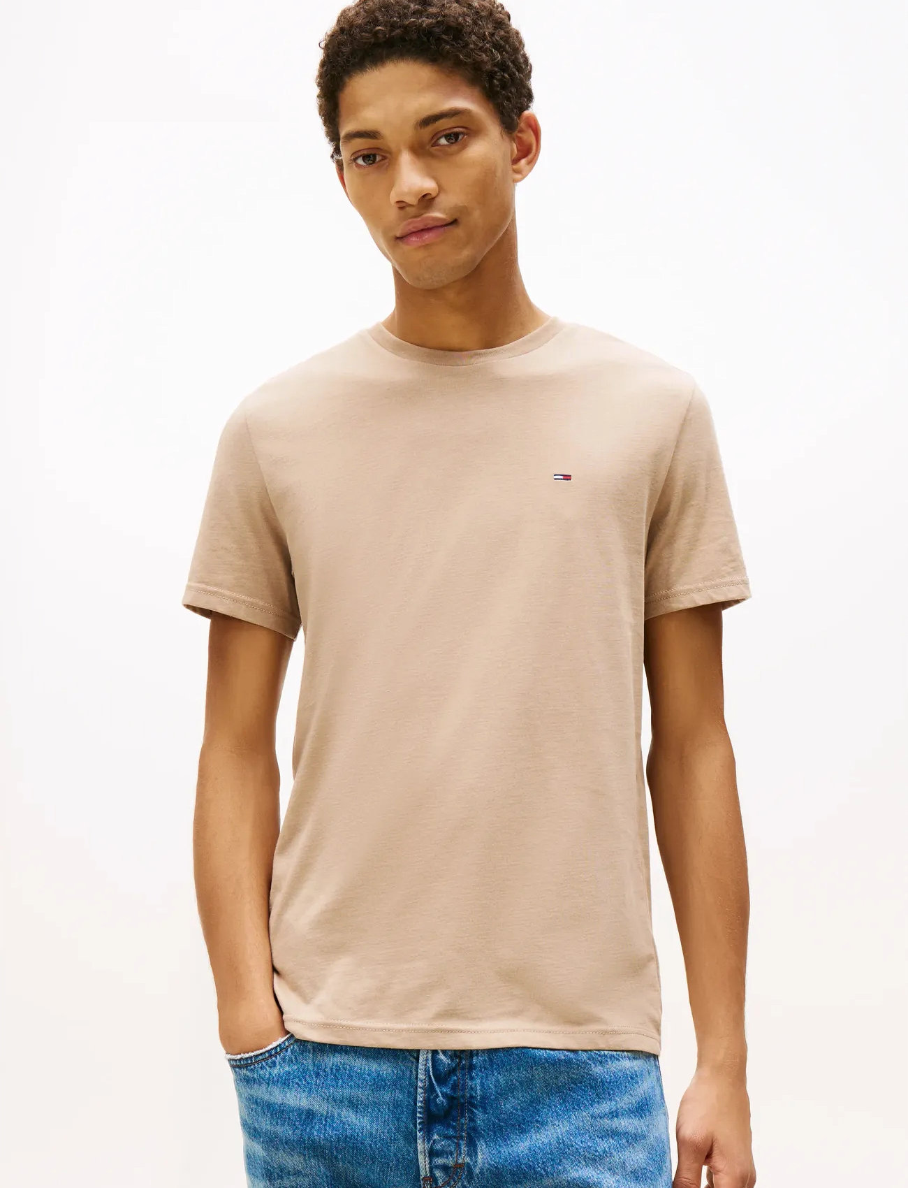 Tommy Jeans Tjm Xslim Jaspe Htr Tee Ext, XXL, Beige, T-Shirts > Kortærmede, Herre