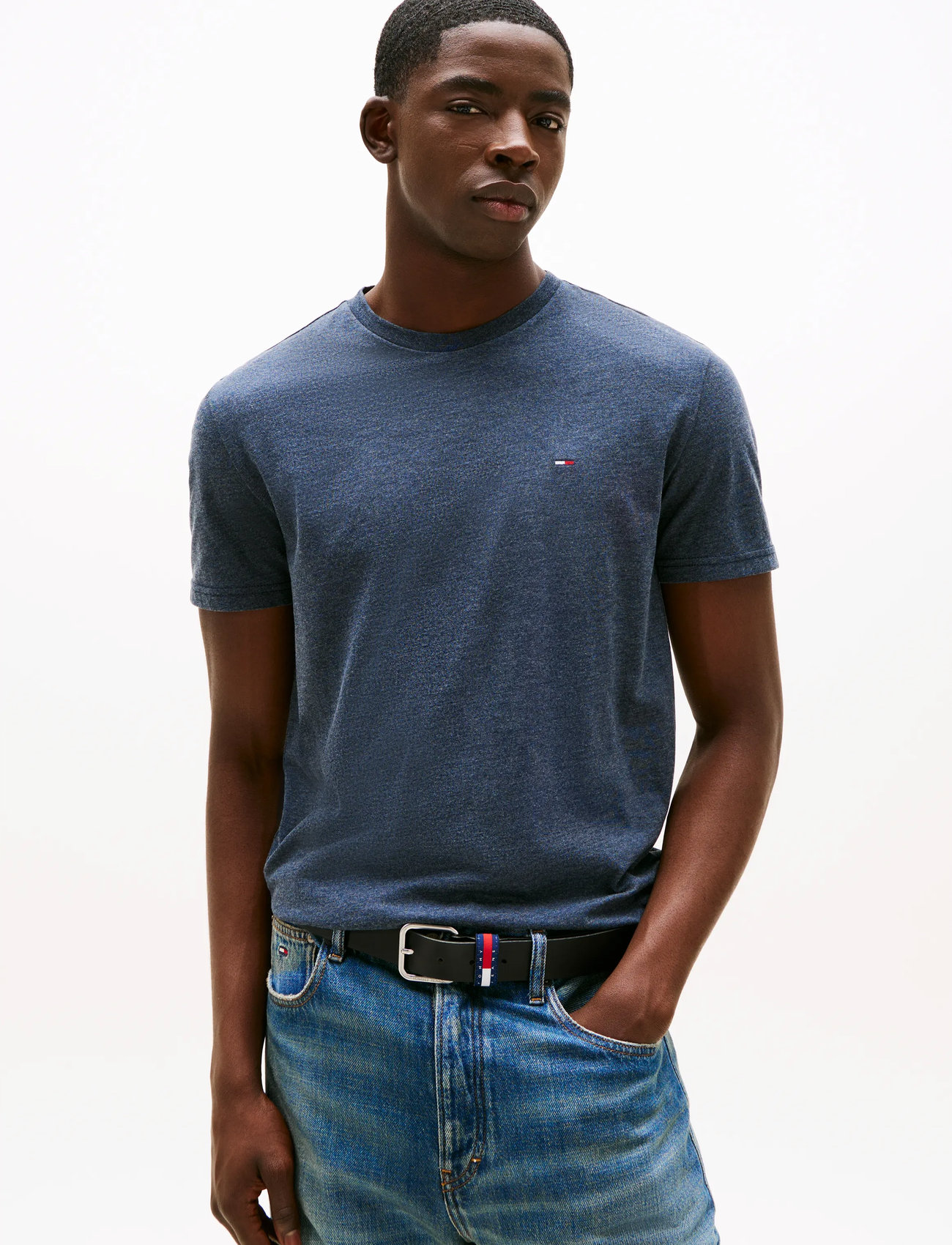 Tommy Jeans Tjm Xslim Jaspe Htr Tee Ext, XS, Blue, T-Shirts > Kortærmede, Herre