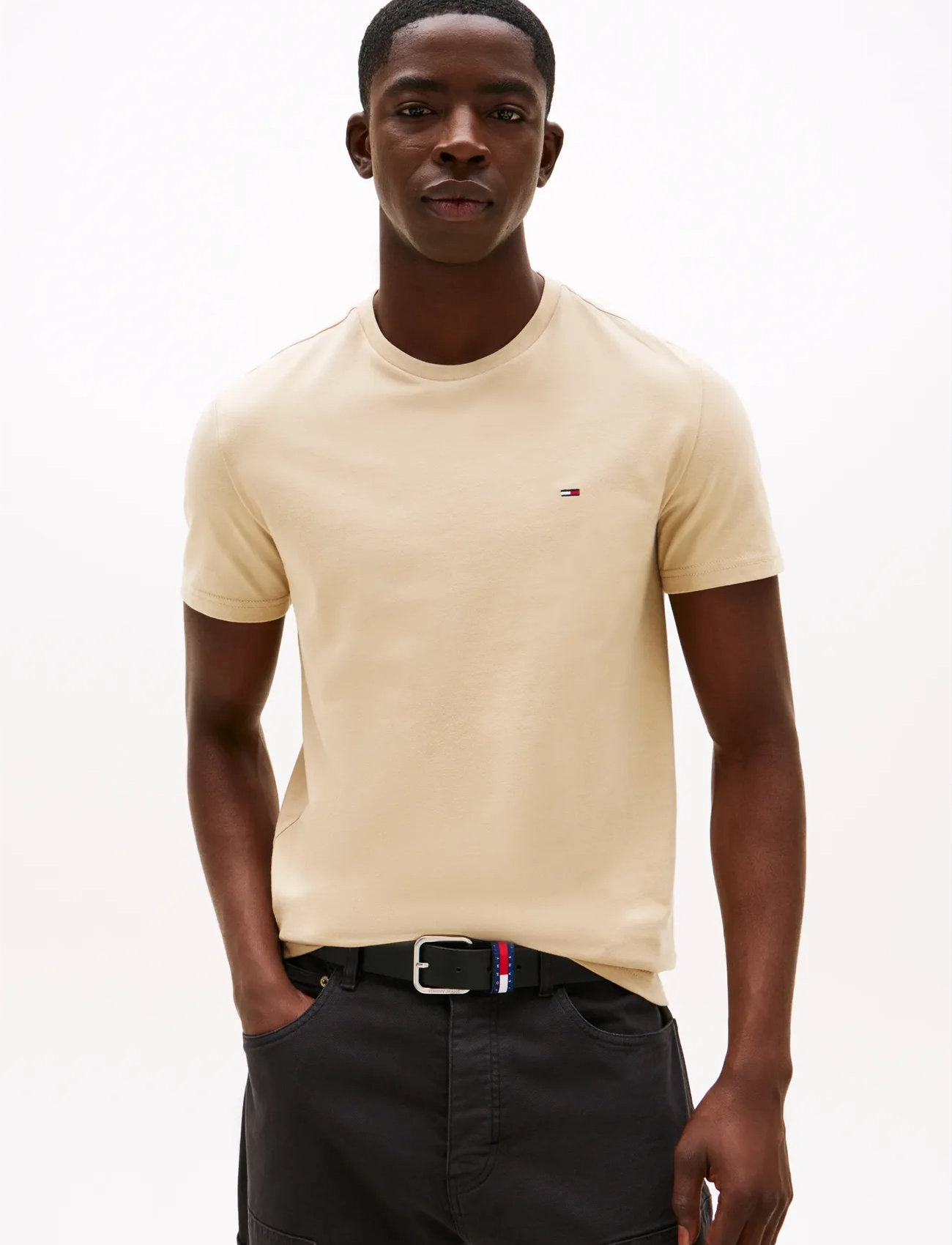 Tommy Jeans Tjm Xslim Jaspe Htr Tee Ext, XXL, Beige, T-Shirts > Kortærmede, Herre