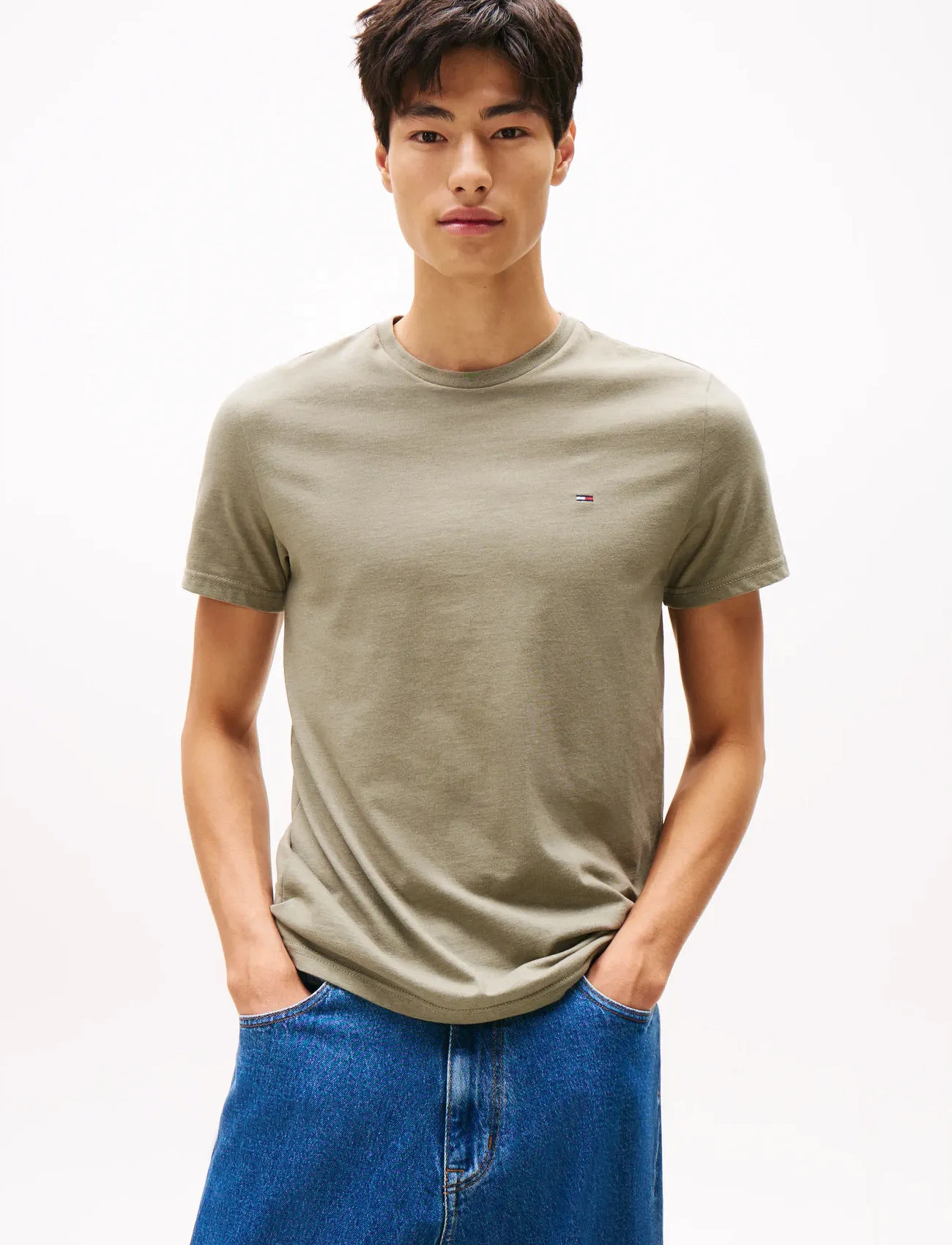 Tommy Jeans Tjm Xslim Jaspe Htr Tee Ext, XS, Khaki green, T-Shirts > Kortærmede, Herre