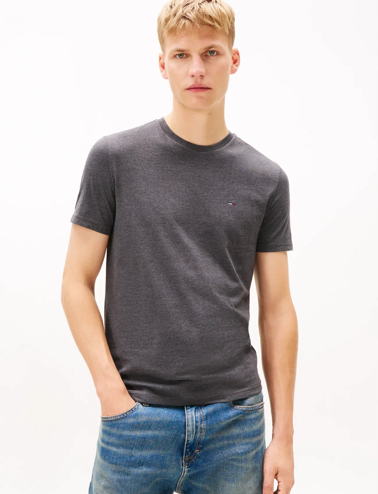 Tommy Jeans Tjm Xslim Jaspe Htr Tee Ext, L, Grey, T-Shirts > Kortærmede, Herre