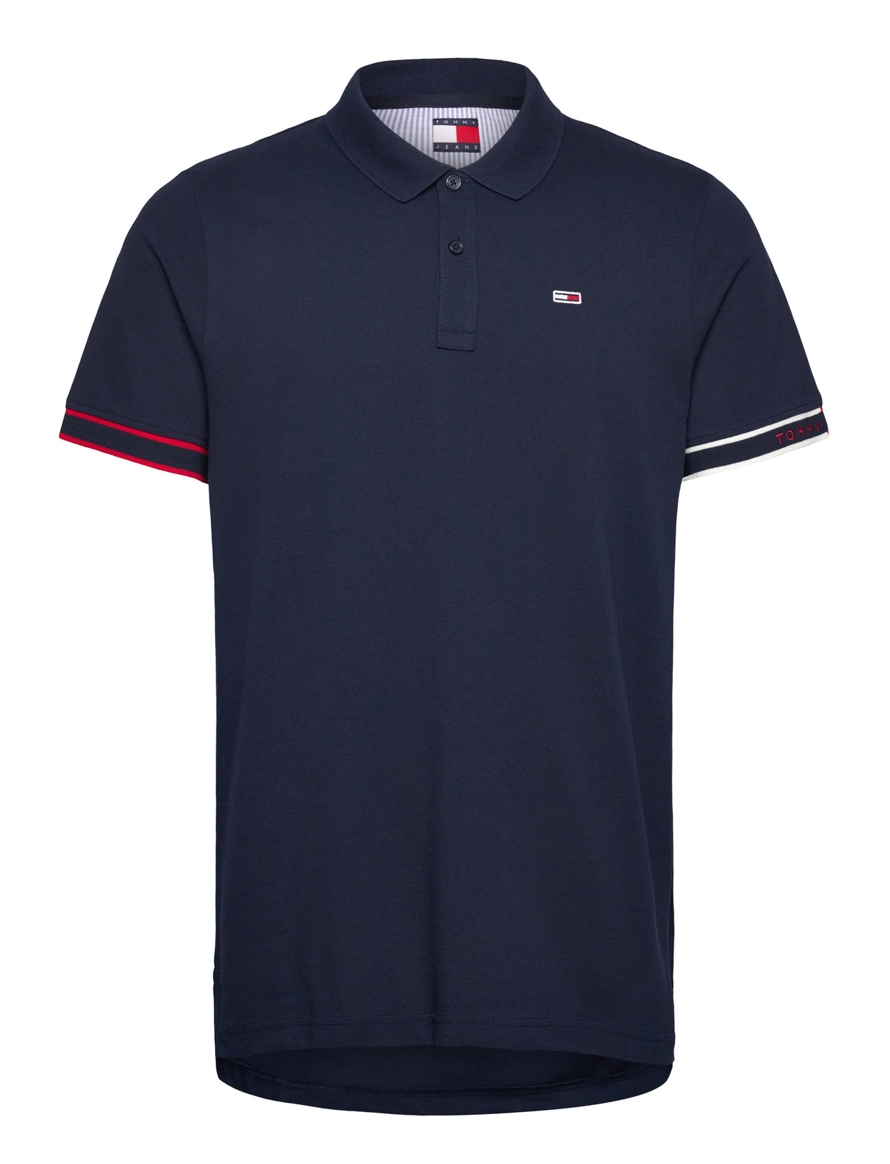 TOMMY JEANS Tjm Slim Flag Cuff Polo Ext Navy - L - Herren