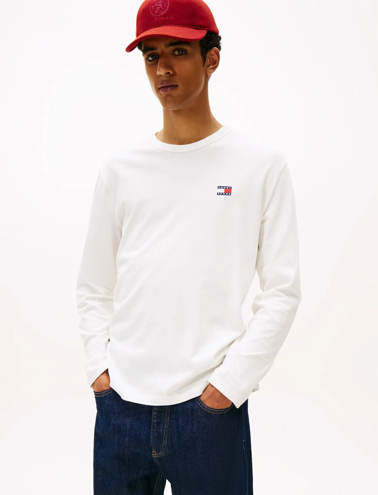 Tommy Jeans Tjm Reg Badge Tee Ls, 3XL, Cream, T-Shirts > Langærmede, Herre
