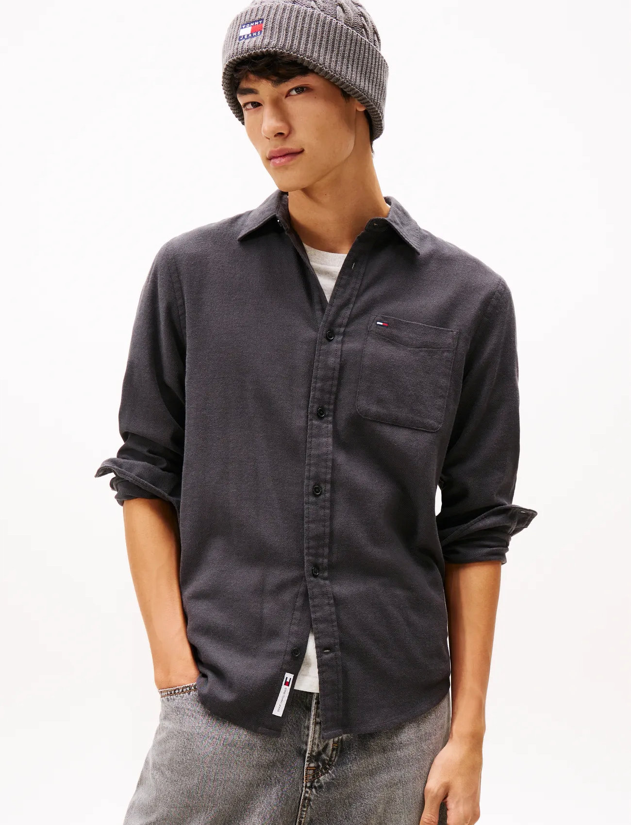 Tommy Jeans Tjm Reg Flannel Shirt Ext, L, Grey, Shirts > Flannel Shirts, Herre