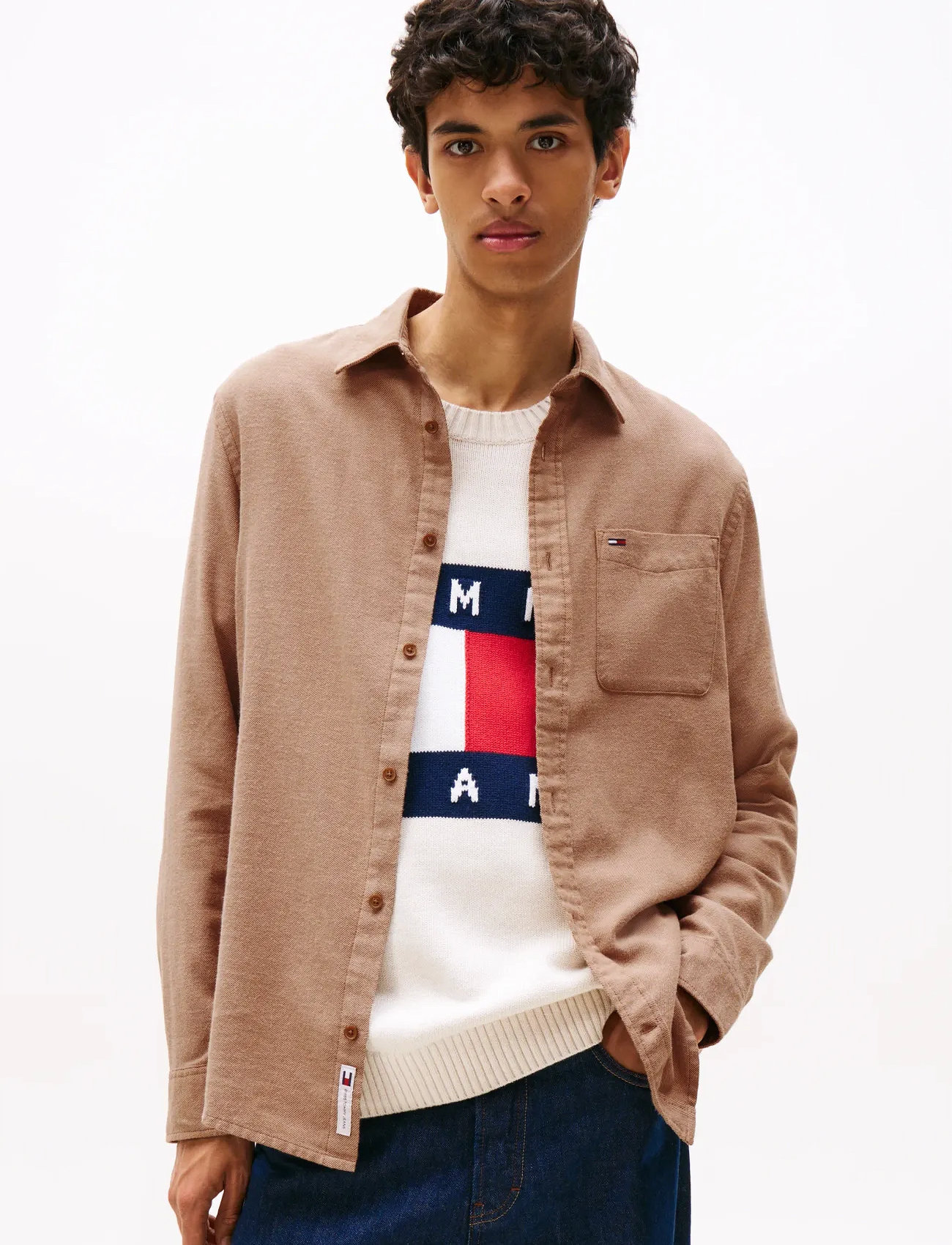 Tommy Jeans Tjm Reg Flannel Shirt Ext, XL, Brown, Shirts > Flannel Shirts, Herre