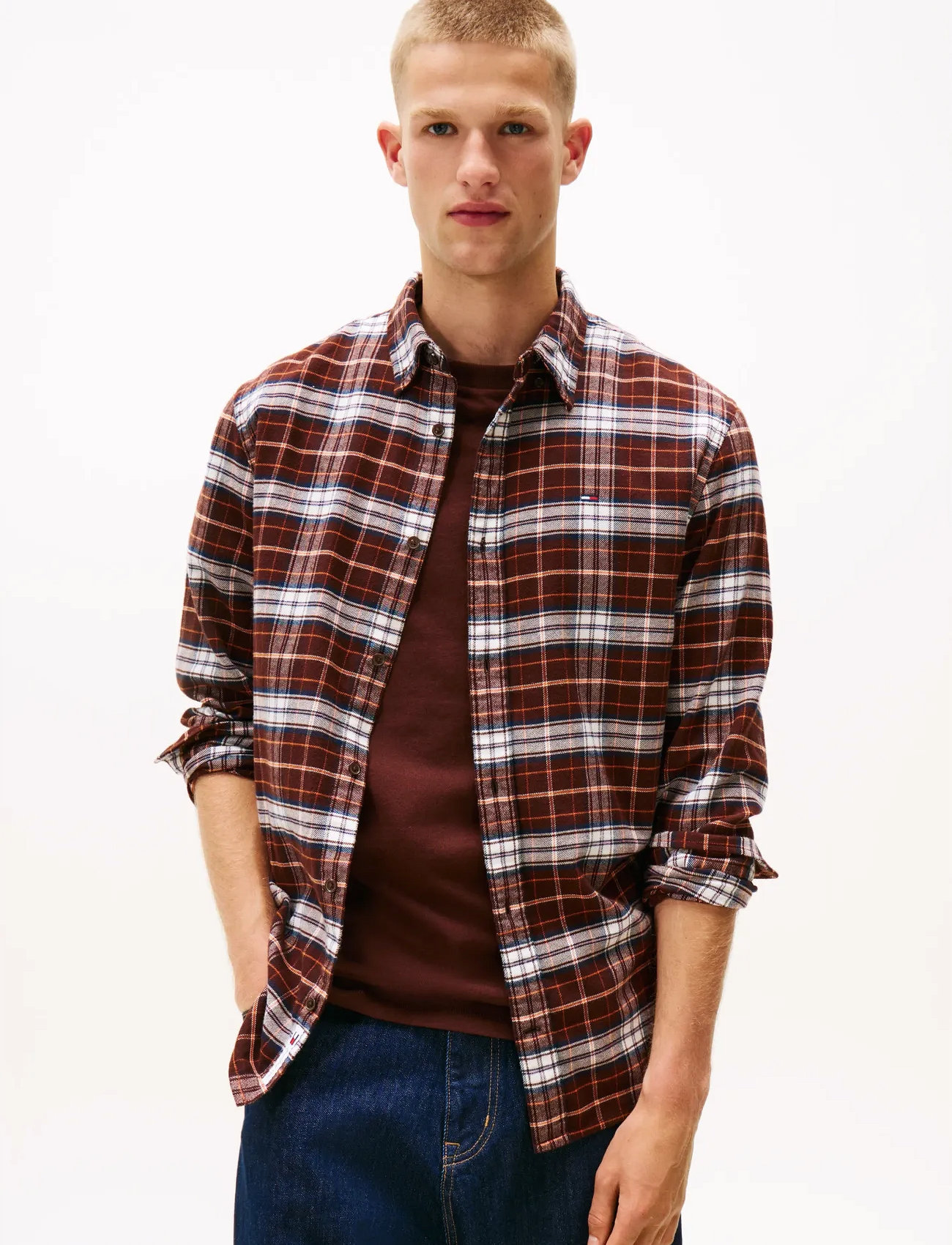 Tommy Jeans Tjm Reg Flannel Check Shirt Ext, L, Brown, Shirts > Checkered Shirt, Herre