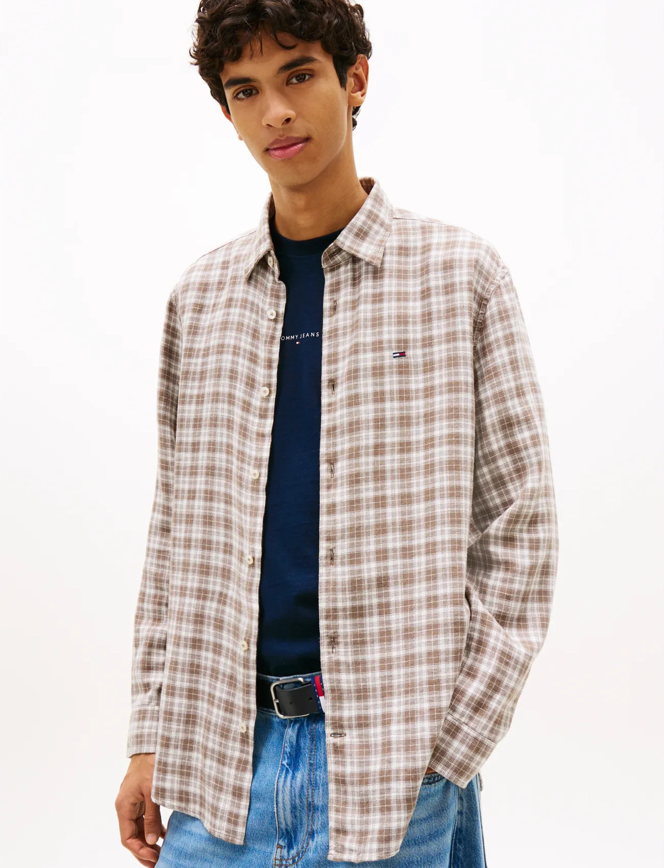 Tommy Jeans Tjm Rlx Linen Blend Check Shirt, XS, Multi/patterned, Skjorter > Afslappet Shirts, Herre