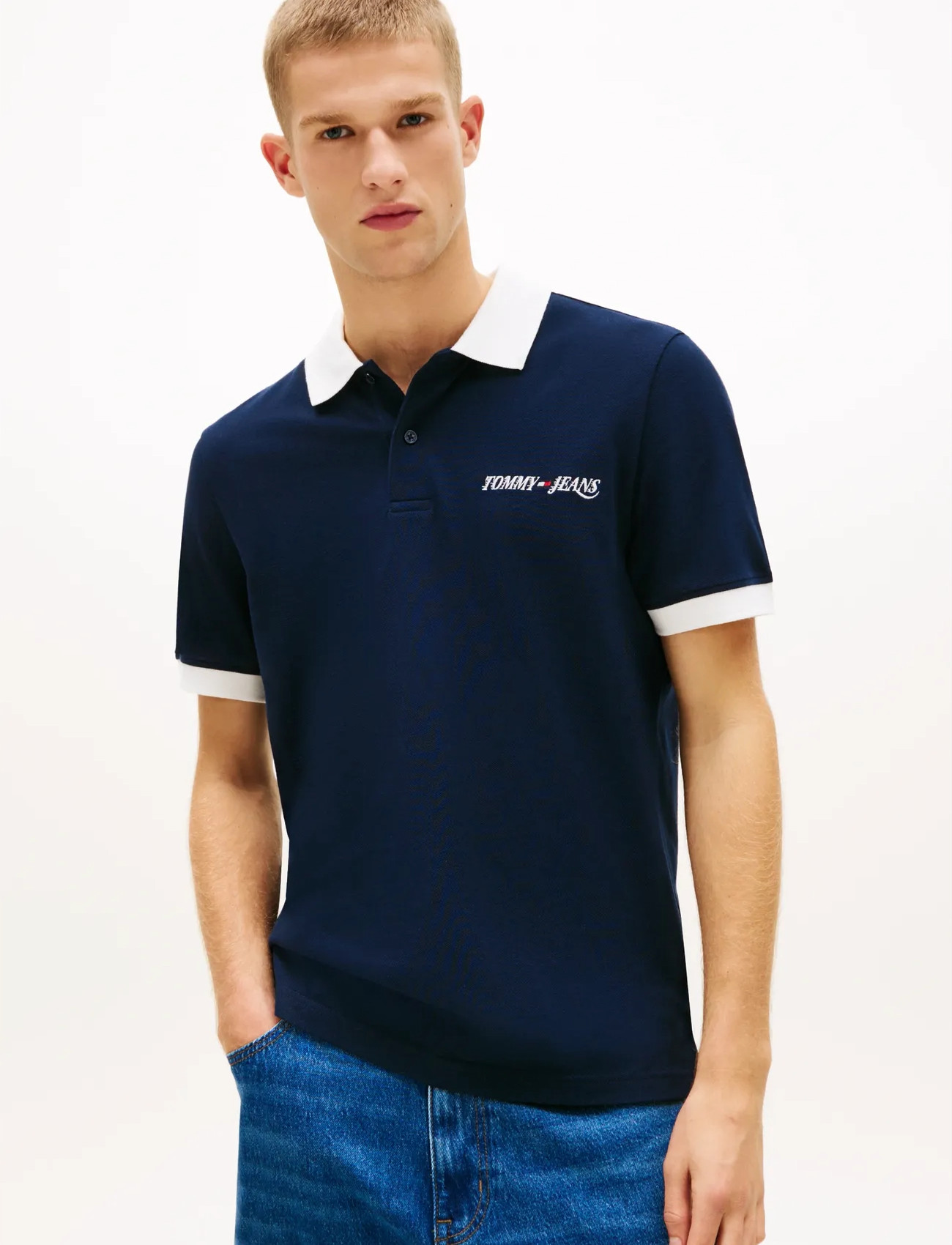 Tommy Jeans Tjm Reg La Polo, XL, Navy, Poloer > Kortærmede, Herre