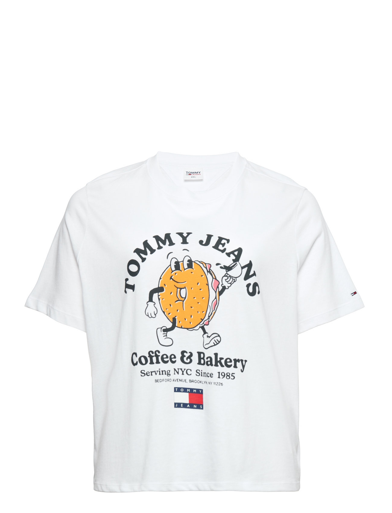 Tjw Crv Reg Tommy Bagels Ss T-shirts & Tops Short-sleeved Vit Tommy Jeans