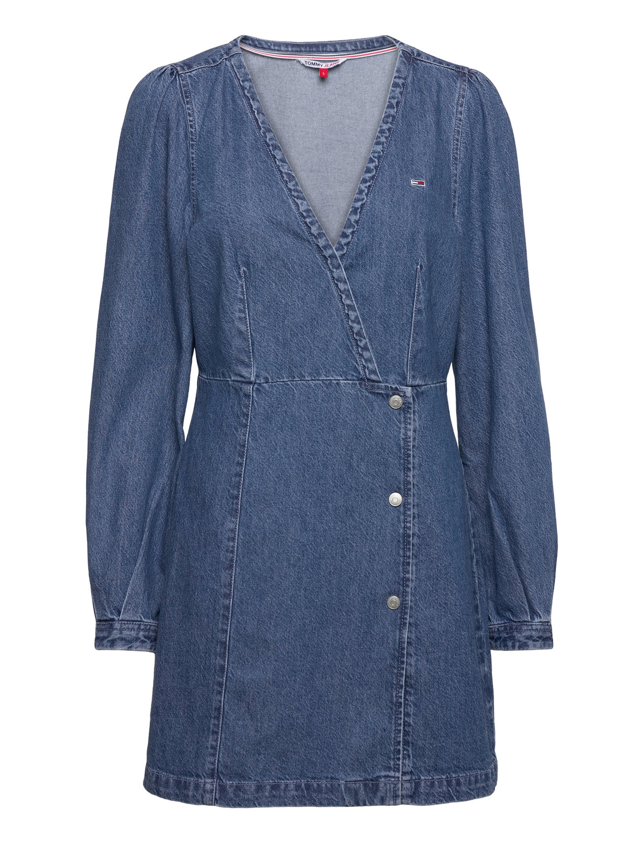 Blue jean wrap top dress