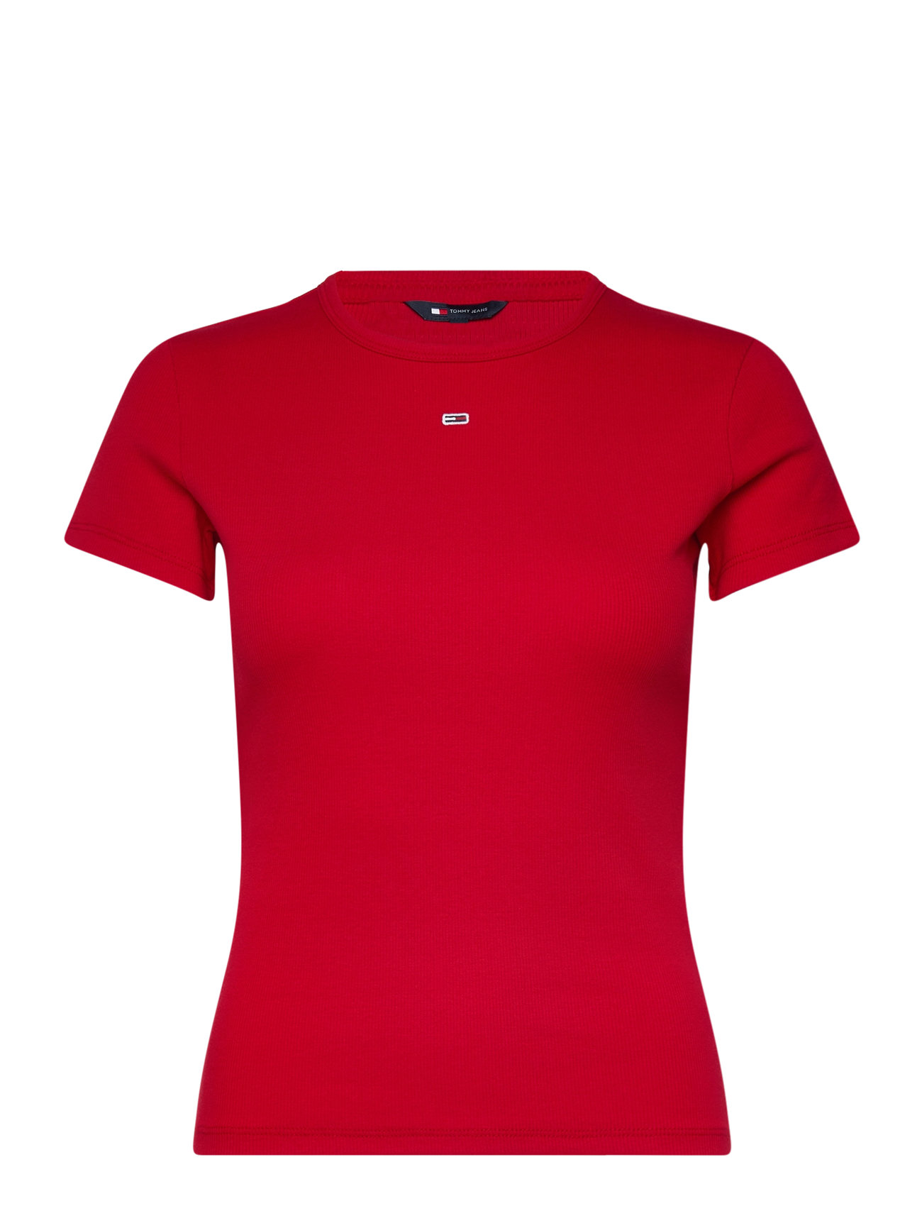 Tjw Slim Essential Rib Ss Ext Tops T-shirts & Tops Short-sleeved Red Tommy Jeans