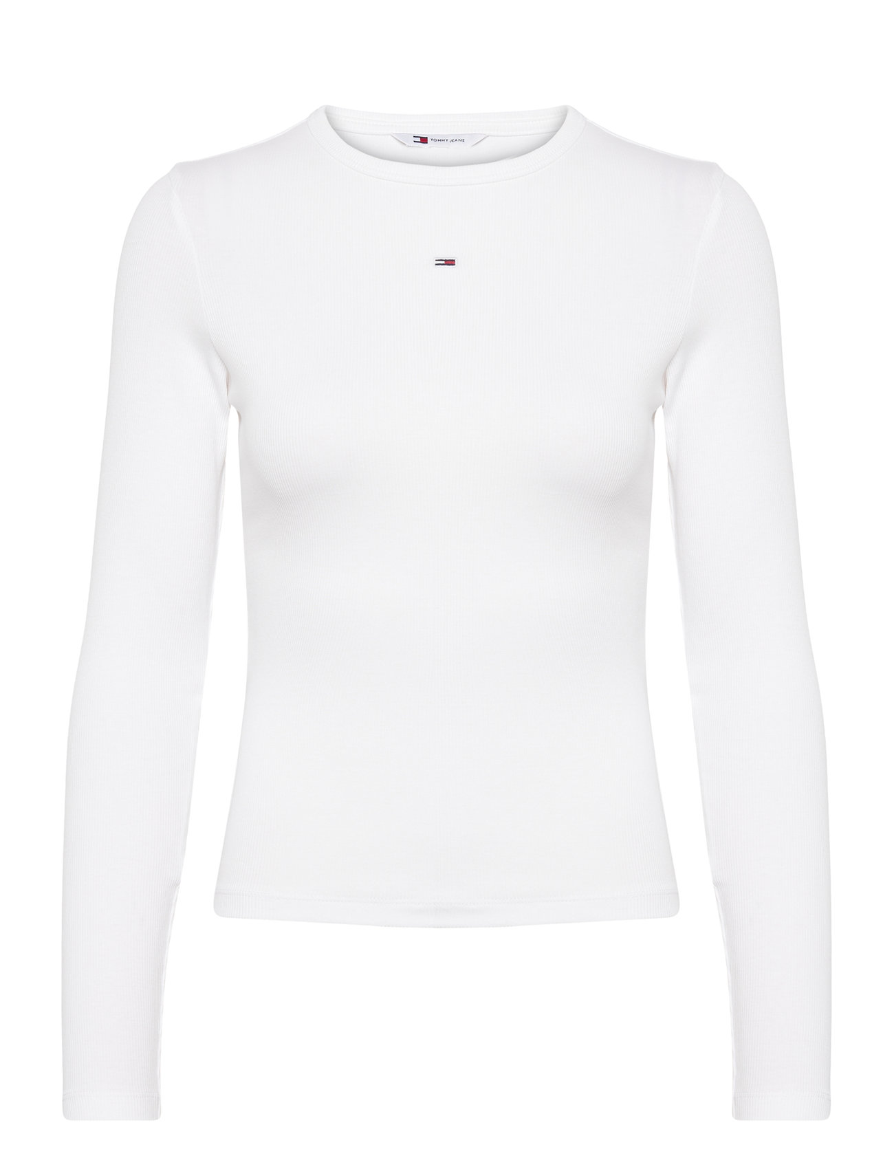 Tjw Slim Essential Rib Ls Tops T-shirts & Tops Long-sleeved White Tommy Jeans