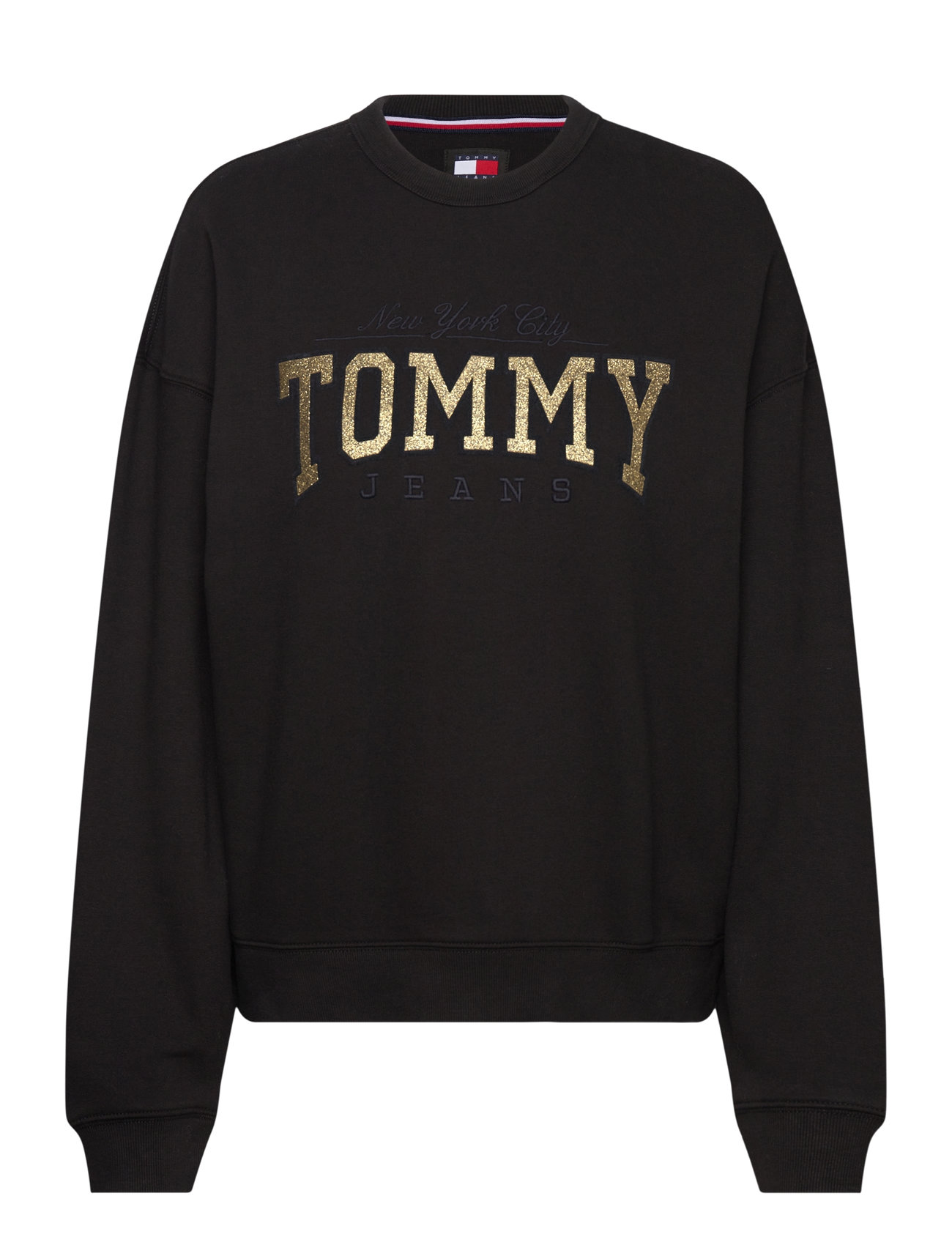 Tommy Jeans Tjw Nw Bxy Glitter Varsity Crew Svart