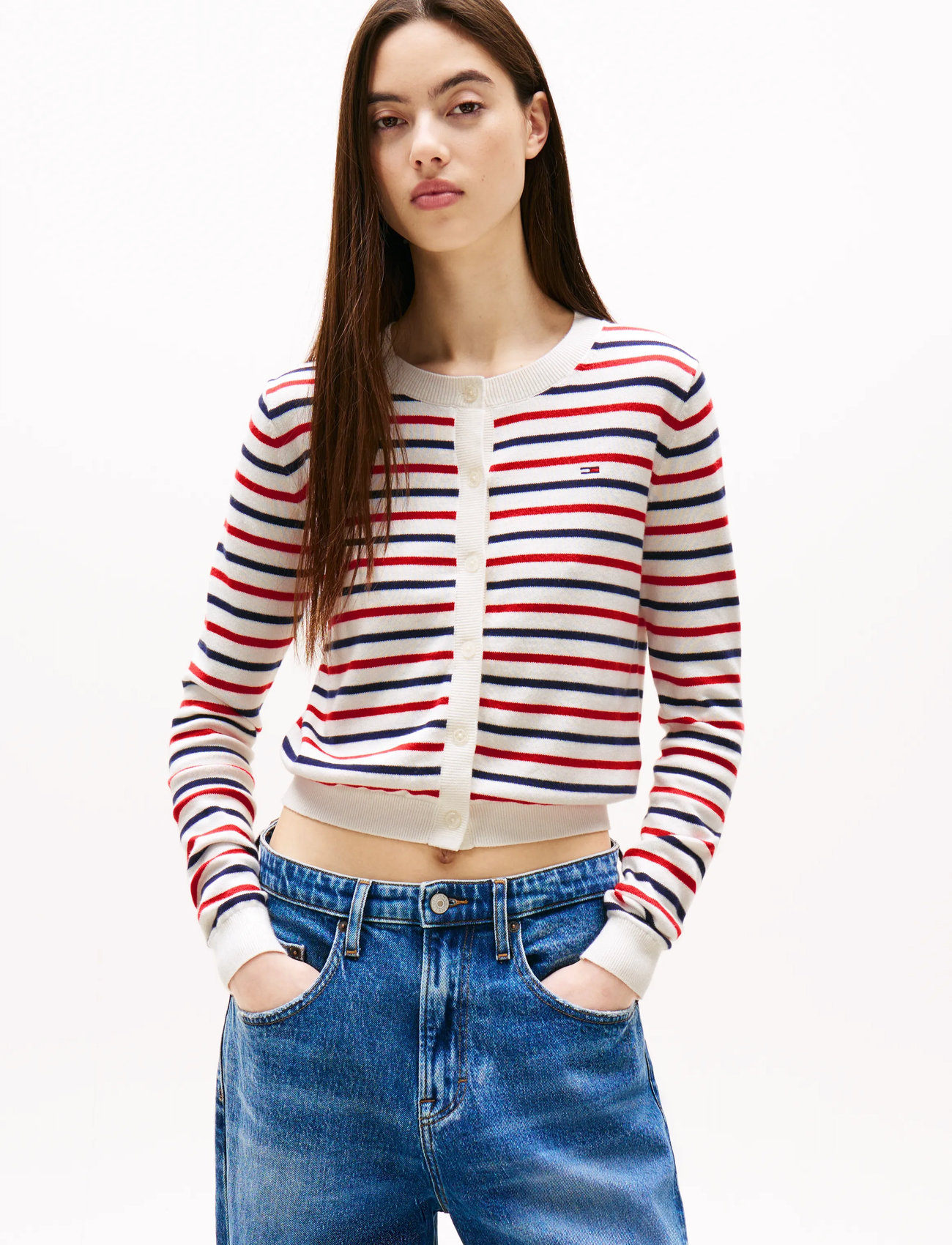 Tommy Jeans Tjw Essential Crew Neck Cardigan, S, Red, Strik > Cardigans, Dame