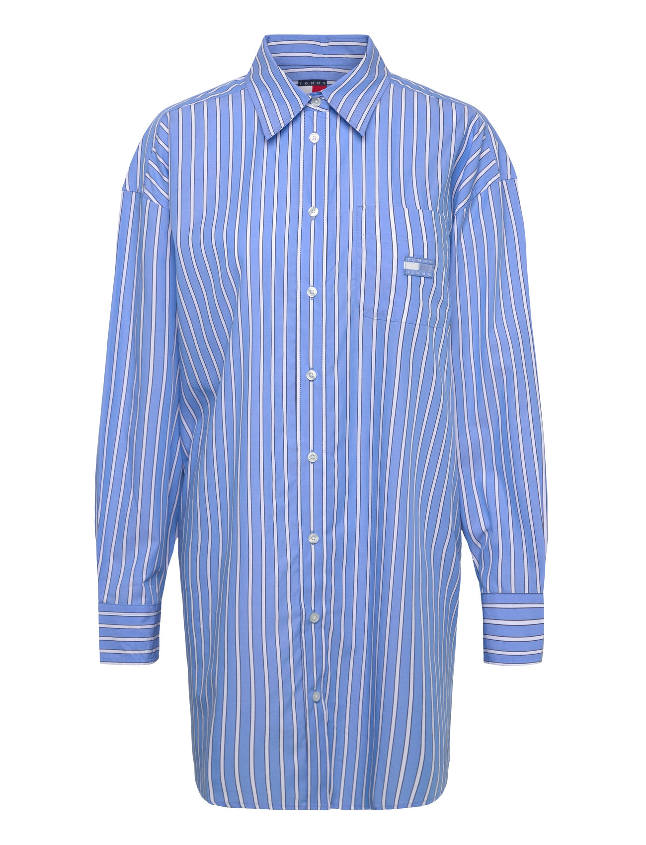 Tjw Ovs Mini Shirt Dress Ext Kort Kjole Blue Tommy Jeans