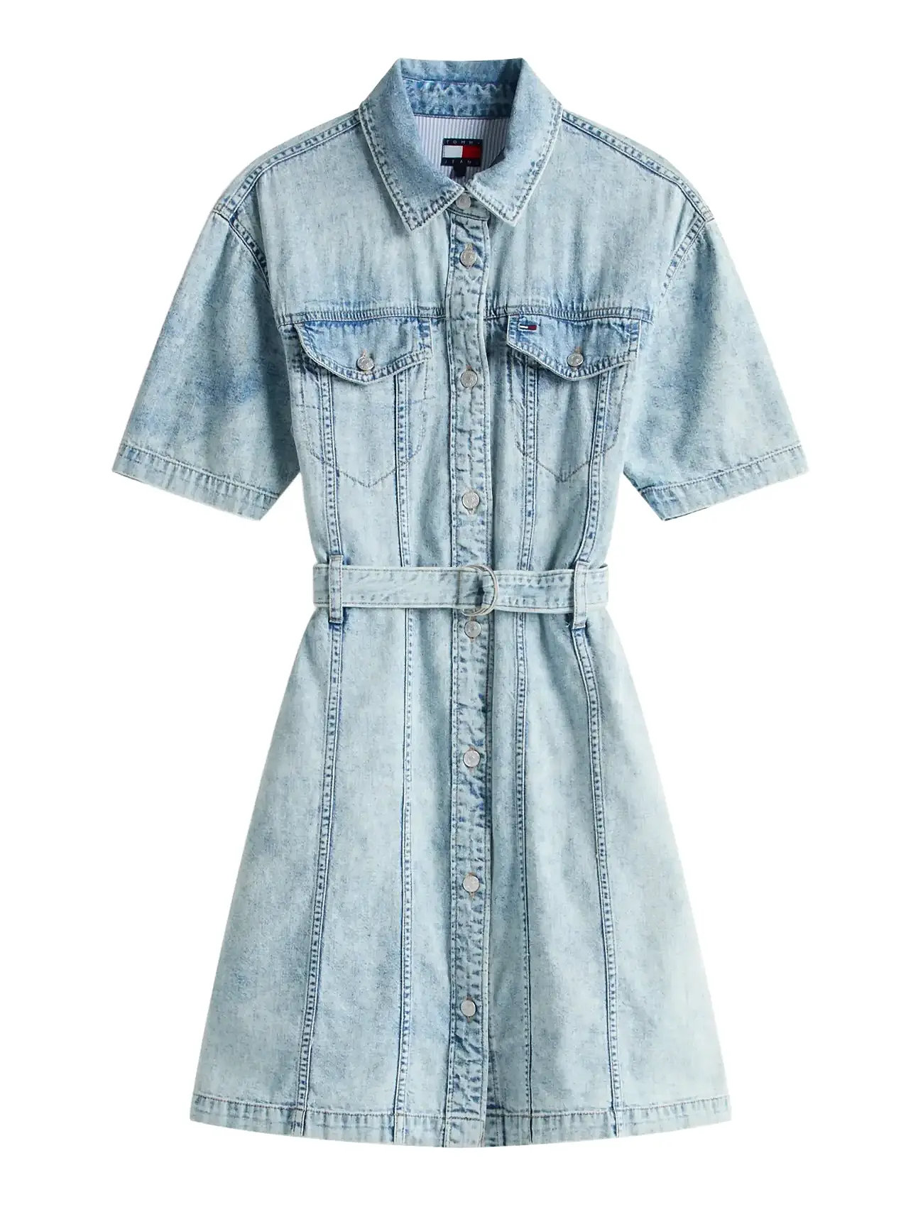 TOMMY JEANS Belted Ss Trucker Denim Kleid Blau - M - Damen
