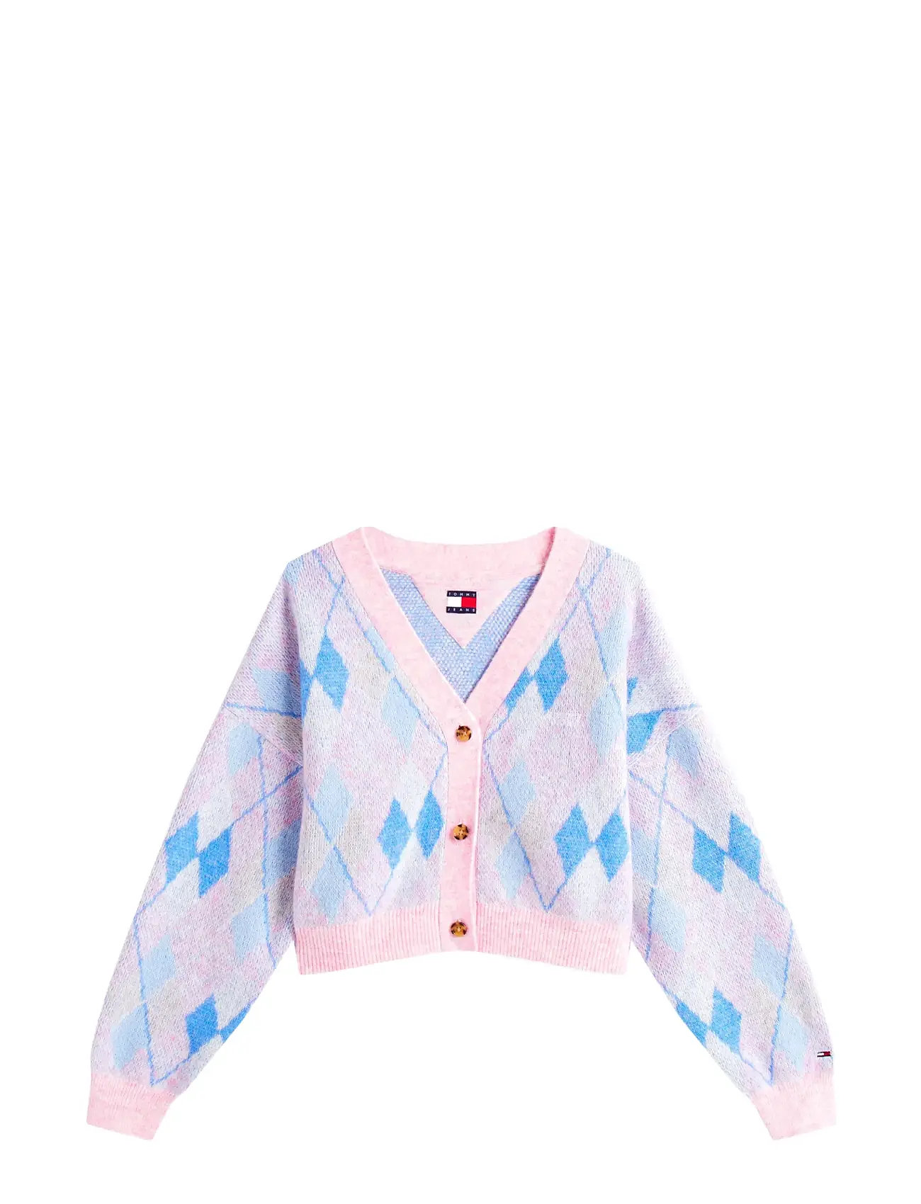 TOMMY JEANS Tjw Crop Argyle Cardigan Patterned - XL - Damen