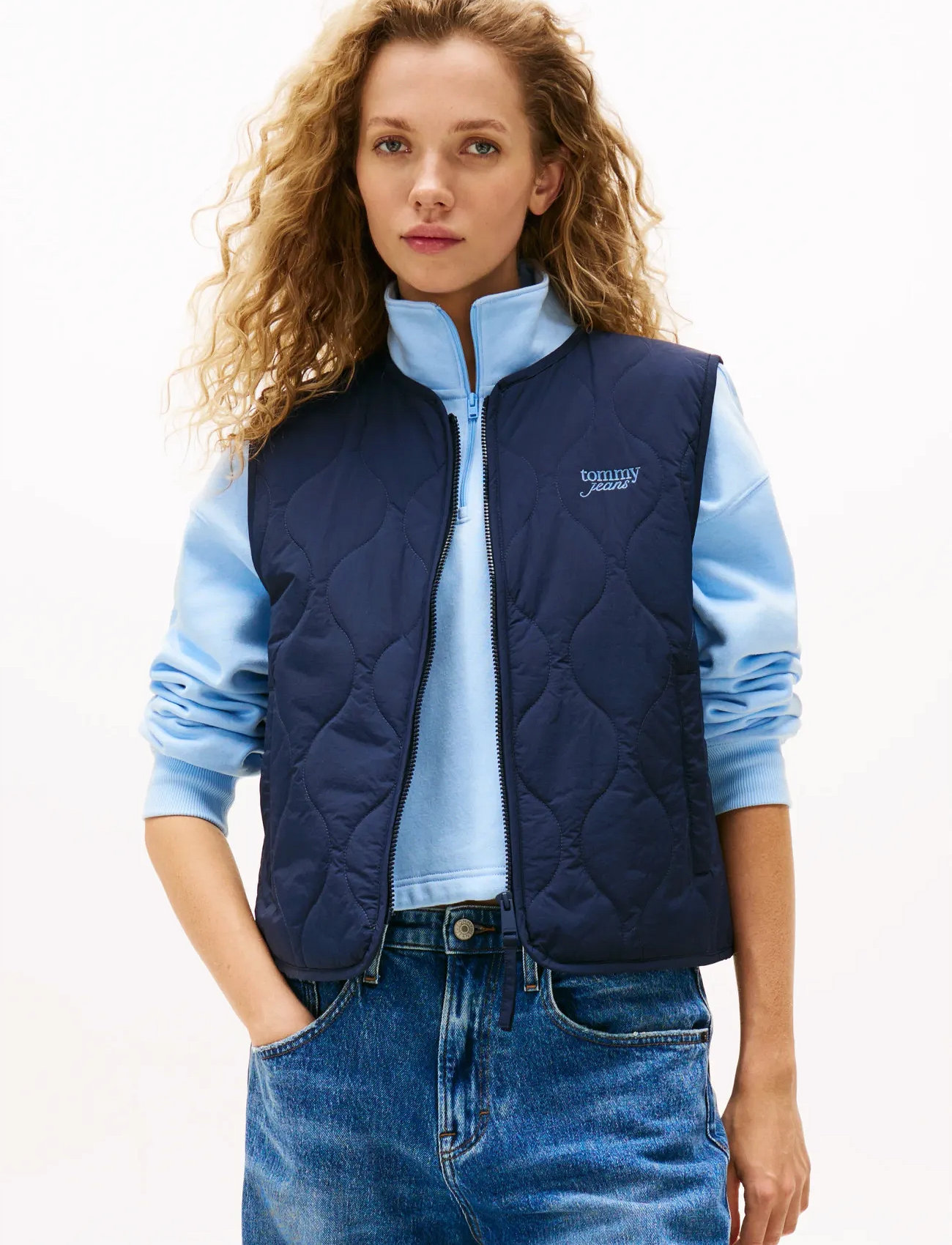 Tommy Jeans Tjw Onion Quilt Vest, L, Navy, Veste > Quiltede Veste, Dame
