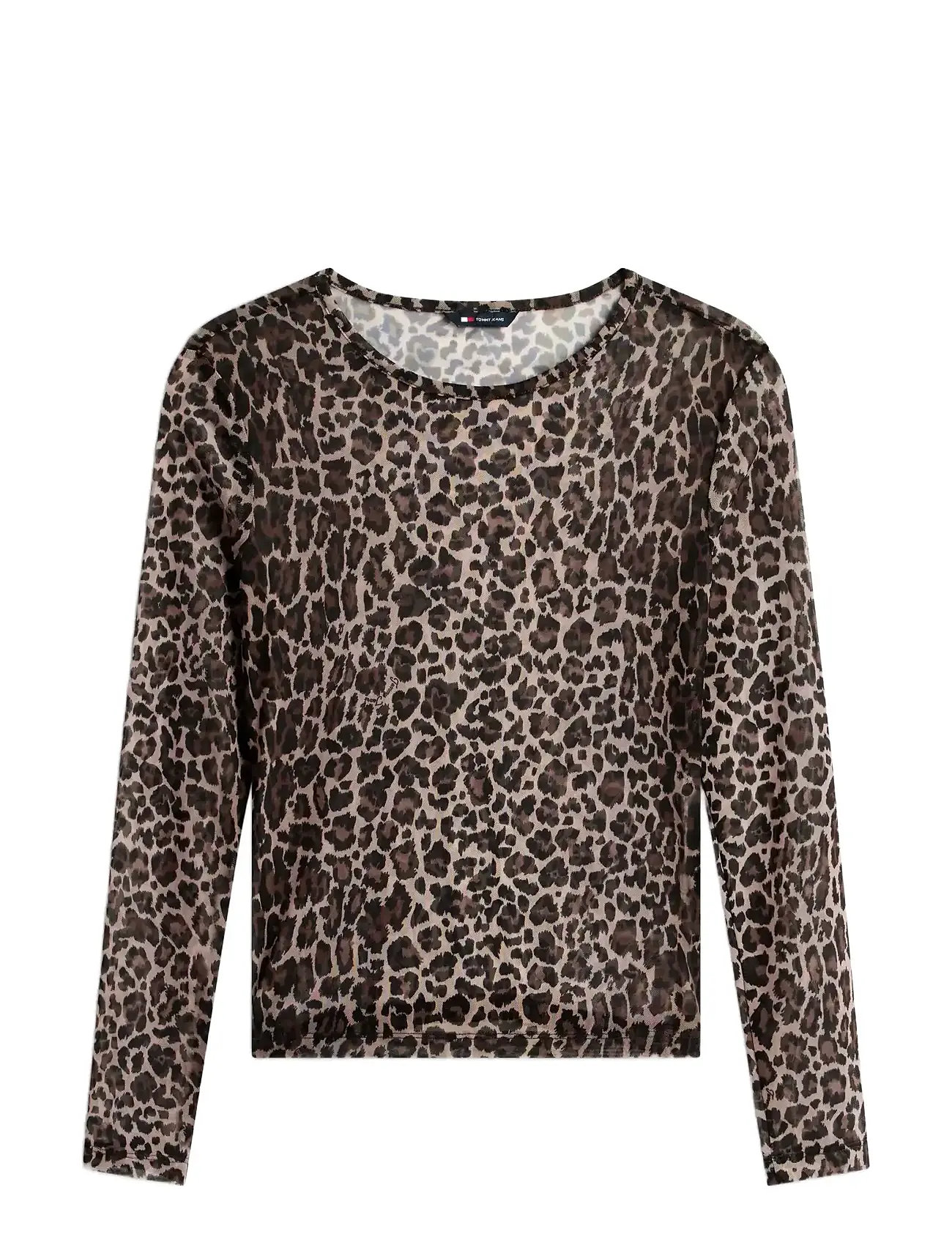 TOMMY JEANS Tjw Slim Aop Mesh Ls Oberteil Ext Braun - L - Damen