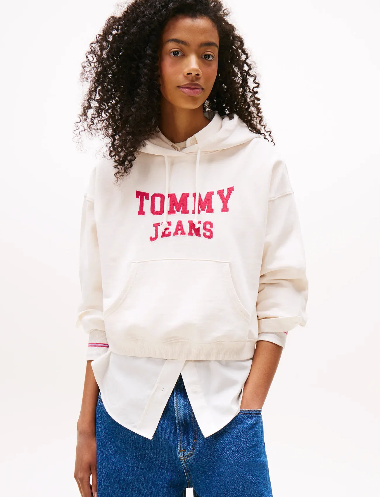 Tommy Jeans Tjw Bxy Crp Varsity Hoodie, S, Sweatshirts & Hoodies, Weiß - Frauen