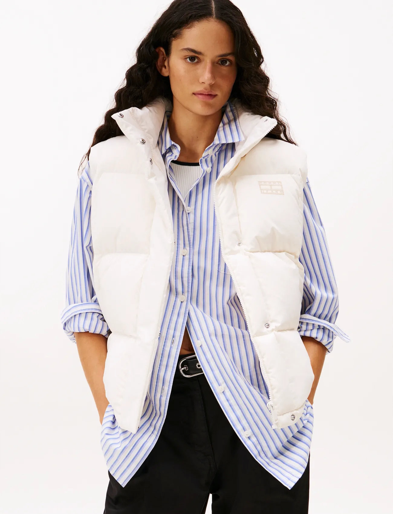 Tommy Jeans Tjw Alaska Grid Down Vest, M, Cream, Veste > Vatterede Veste, Dame