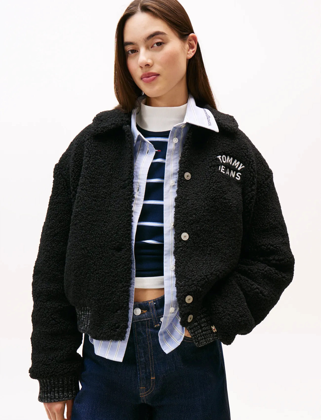 Tommy Jeans Tjw Teddy Varsity Bomber, XL, Black, Jakker > Bomberjakker, Dame