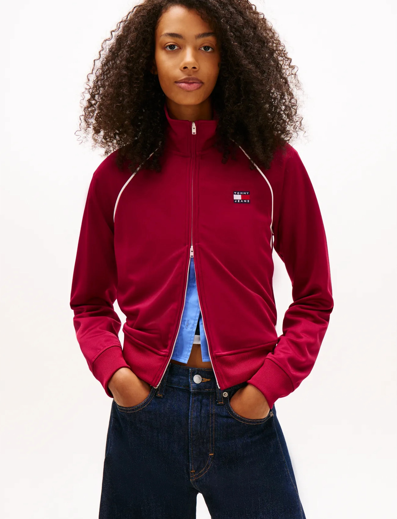 Tommy Jeans Tjw Badge Track Jacket Ext, M, Red, Sport Jackets > Sport Training Jackets, Dame