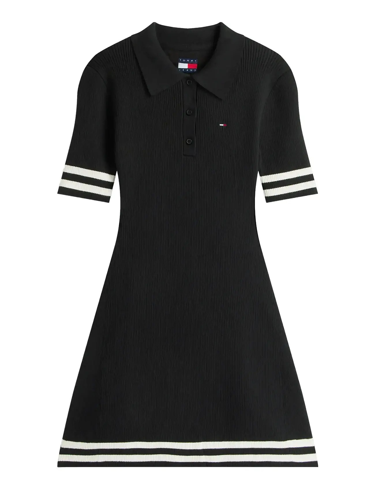 TOMMY JEANS Tjw F&F Pullover Polo Mini Kleid Schwarz - M - Damen