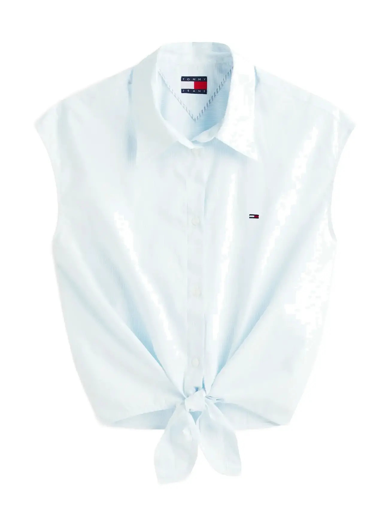 TOMMY JEANS Tjw Tie Front Poplin Shirt Blau - L - Damen