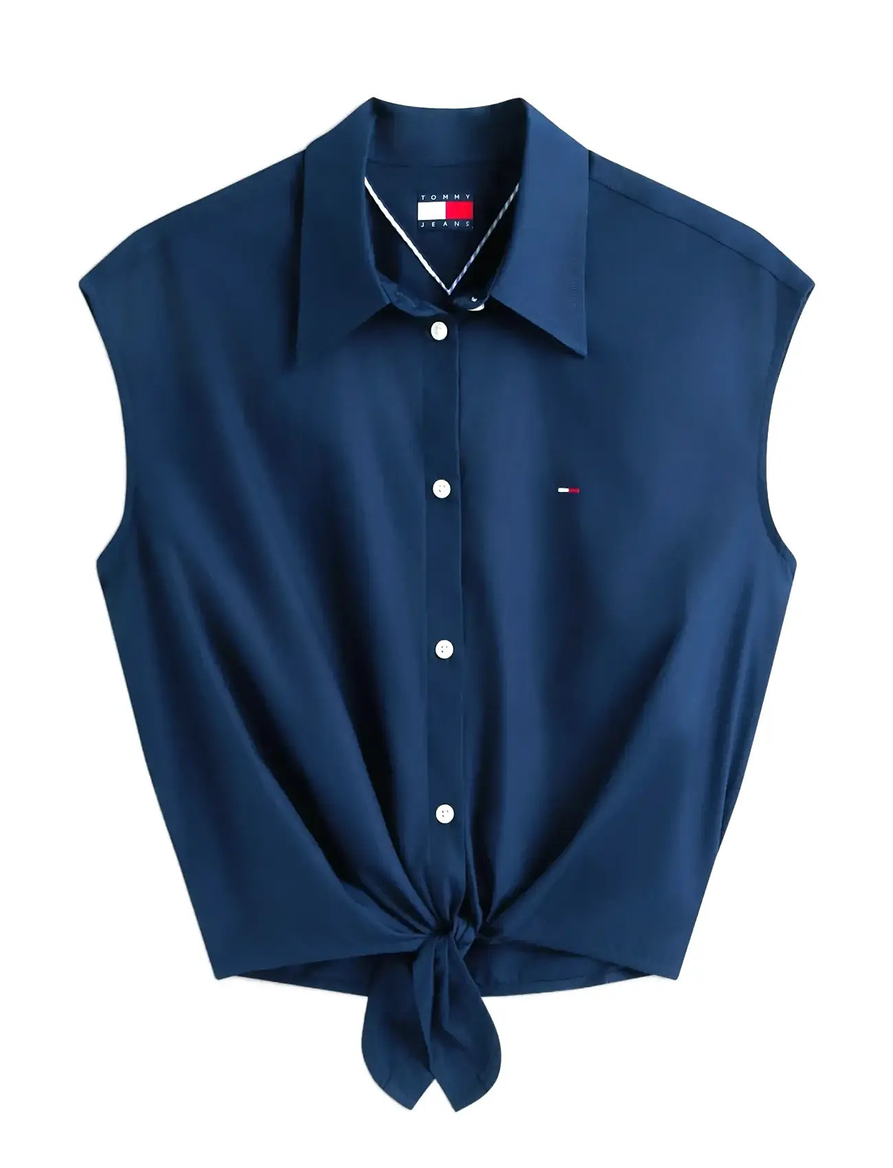 TOMMY JEANS Tjw Tie Front Poplin Shirt Navy - M - Damen
