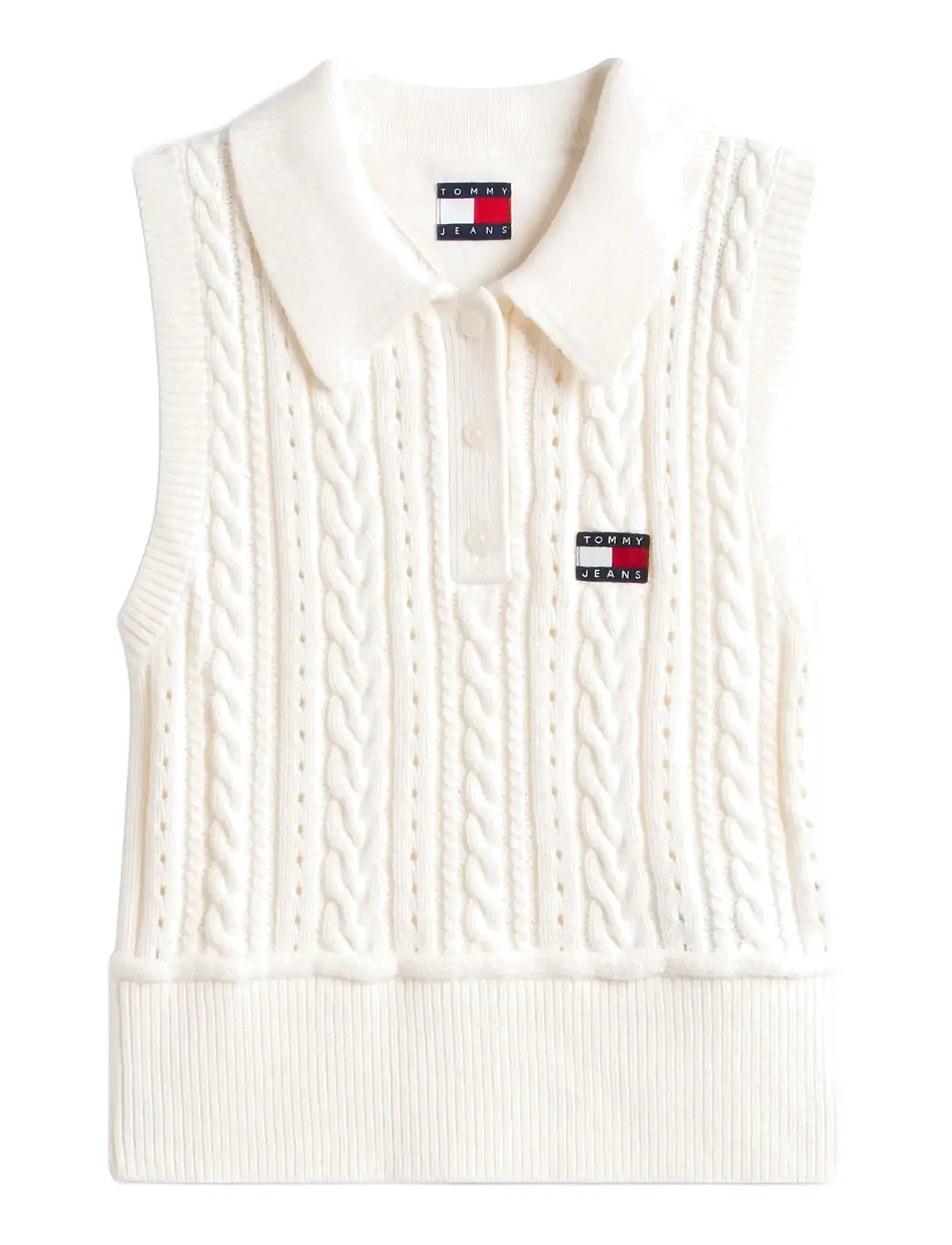 TOMMY JEANS Tjw Gmd Cable Polo Pullover Cream - S - Damen