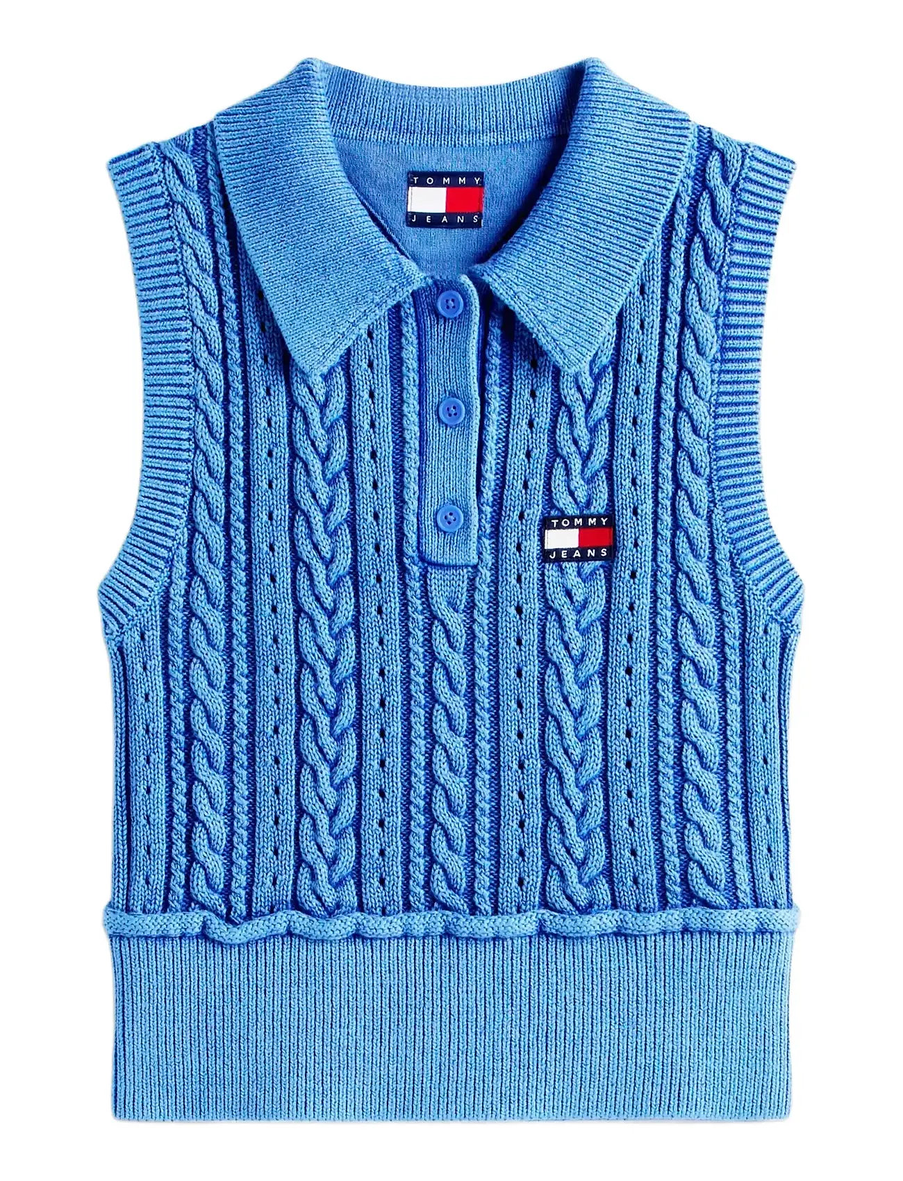 TOMMY JEANS Tjw Gmd Cable Polo Pullover Blau - M - Damen