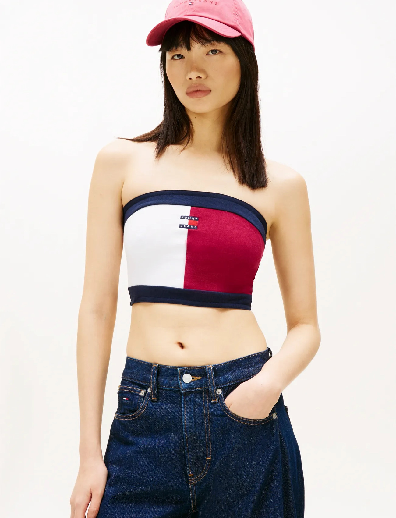 Tommy Jeans Tjw Flag Badge Tube Top, XS, Multi/patterned, Crop Overdele > Crop Overdele Uden Ærmer, Dame