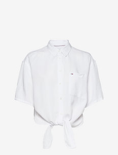 TJW FRONT TIE SHIRT - short-sleeved blouses - white