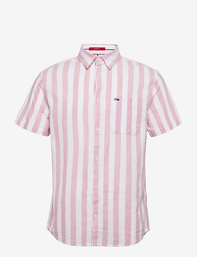 TJM LINEN BLEND STRIPE SHIRT - hørskjorter - broadway pink stripe
