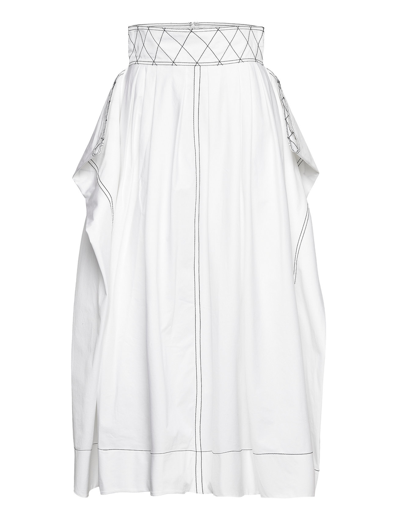 Diamond Topstitch Poplin Skirt White Tory Burch