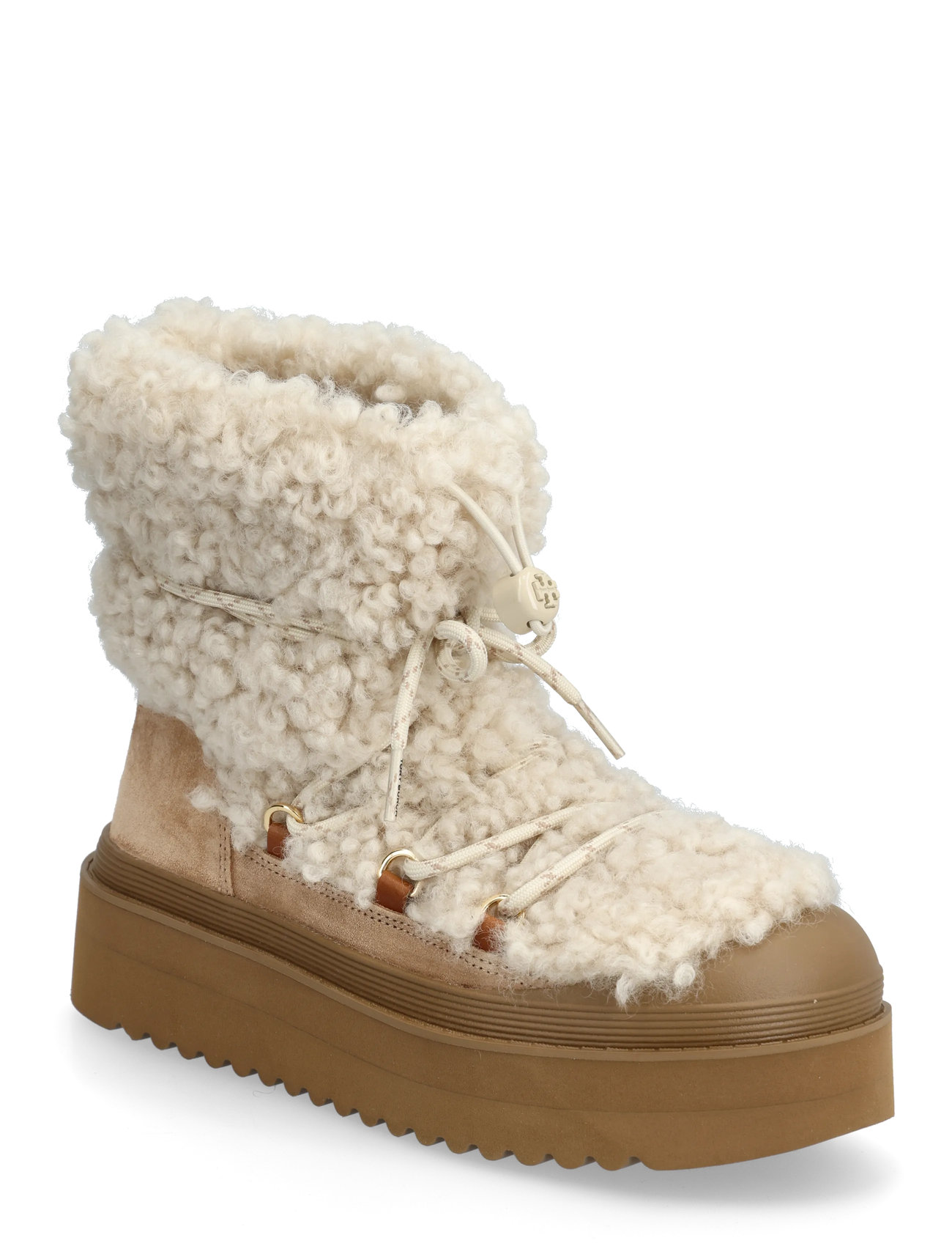TORY BURCH Mellow Shearling Strickjacke Up Stiefel Beige - 37.5 - Damen