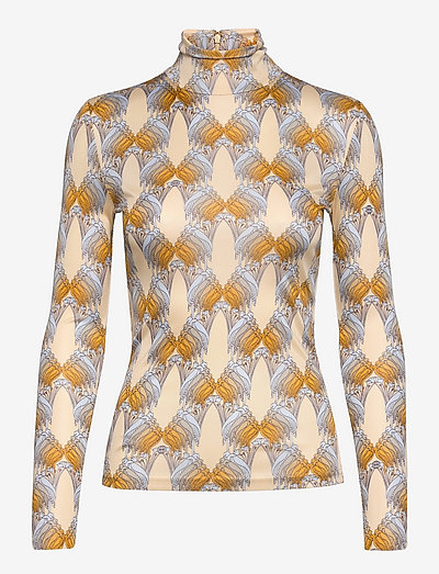 Tory Burch Silk Jersey Turtleneck (Sand Deco Crane Geo), (,48 kr) |  Large selection of outlet-styles 