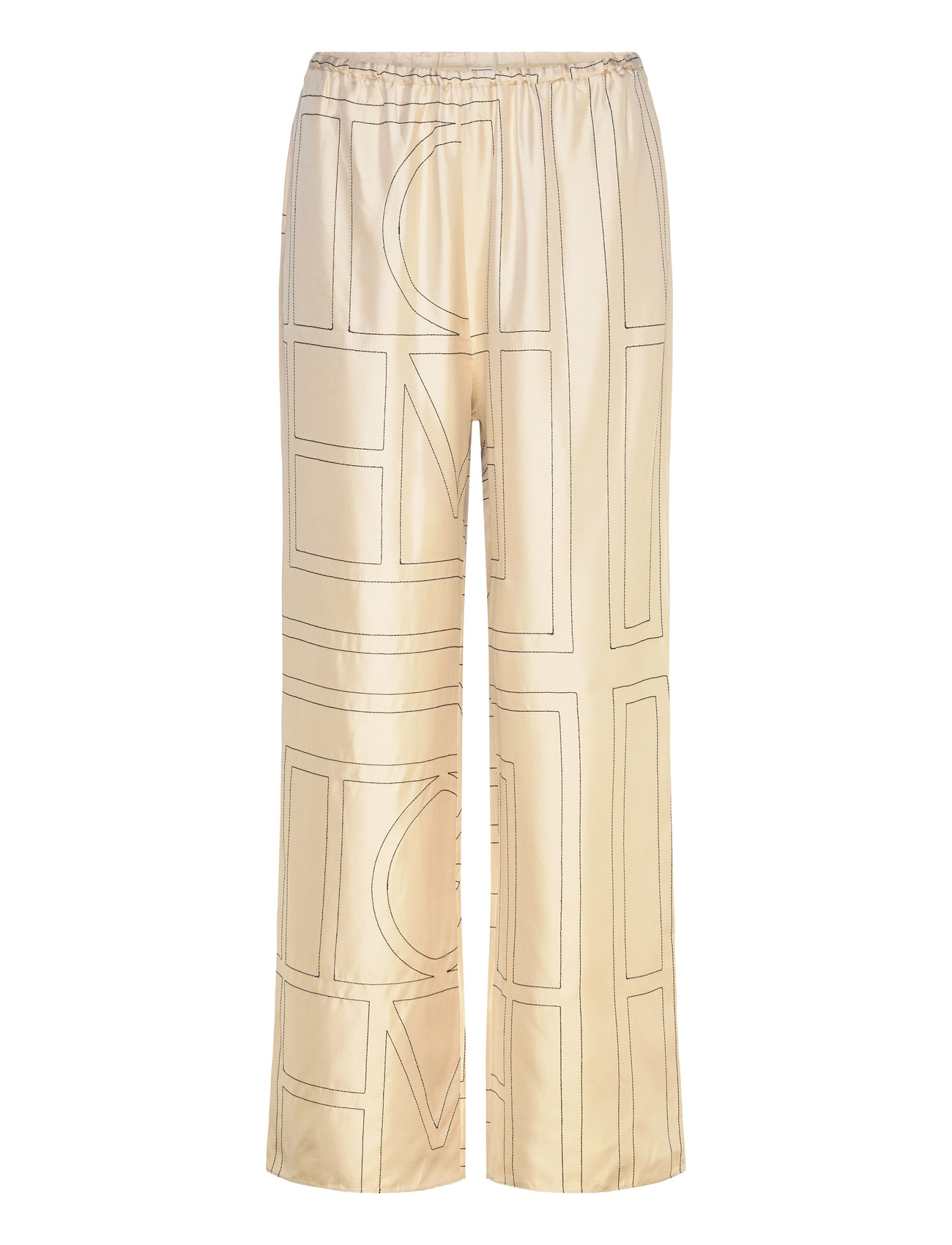 TOTEME Monogram Silk Pj Underdele, 36, Cream, Bukser > Brede Ben, Dame