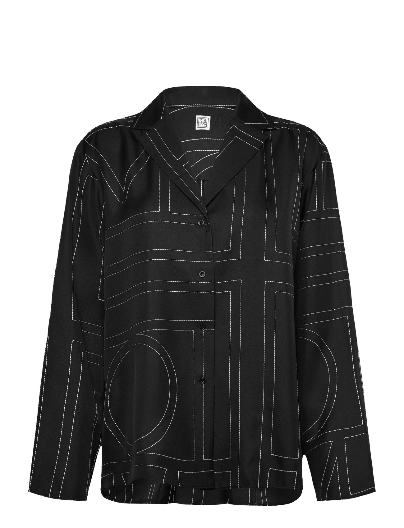 TOTEME Monogram Silk Pj Top, 34, Black, Skjorter > Langærmede, Dame