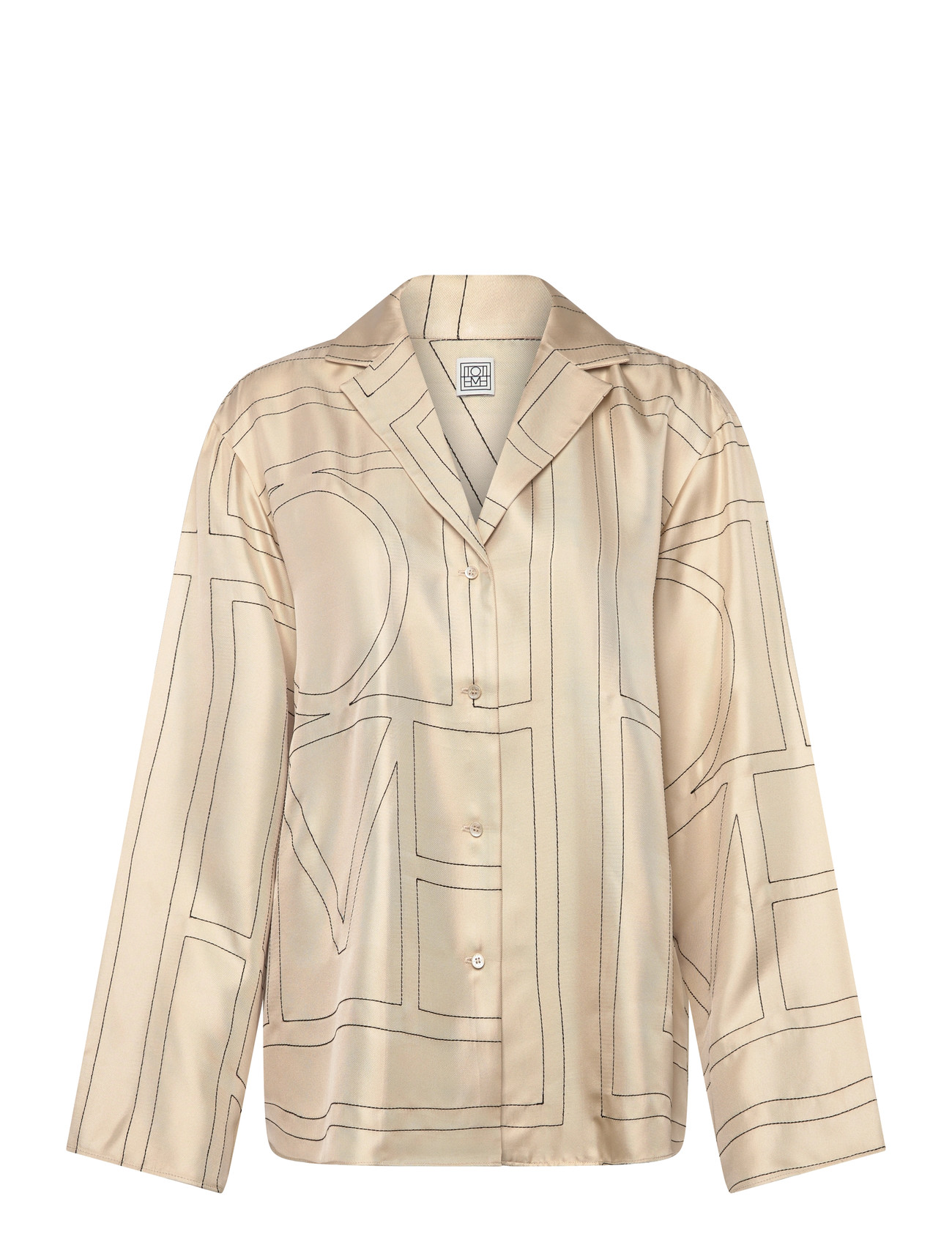 TOTEME Monogram Silk Pj Top, 34, Cream, Skjorter > Langærmede, Dame