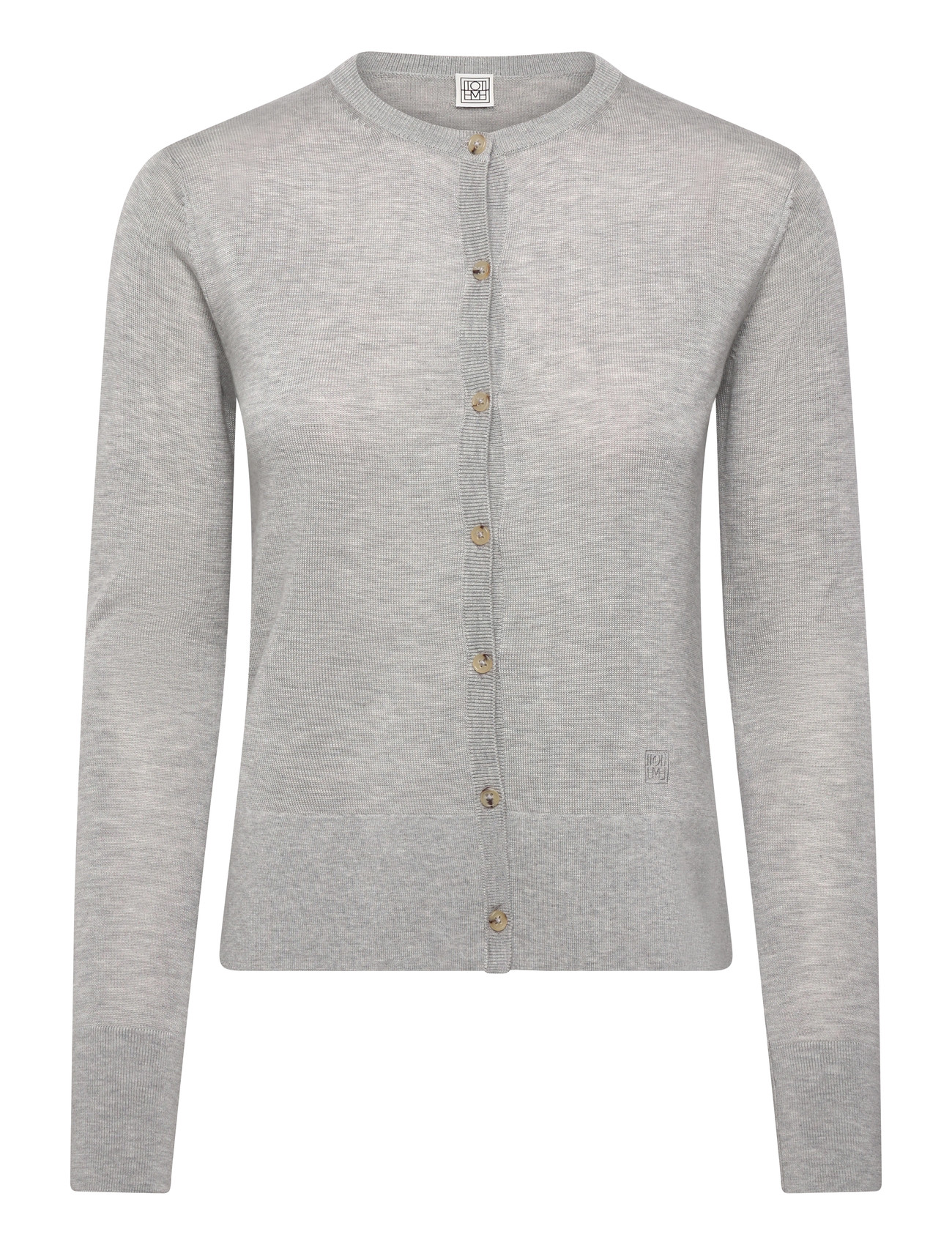 TOTEME Fine Knit Cardigan, S, Grey, Strik > Cardigans, Dame
