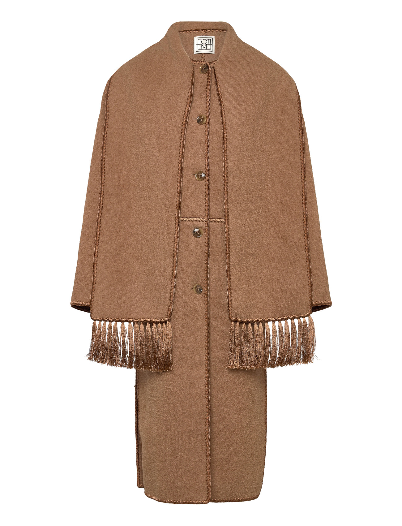 TOTEME Embroidered Scarf Coat, 34, Brown, Frakker > Vinterfrakker, Dame