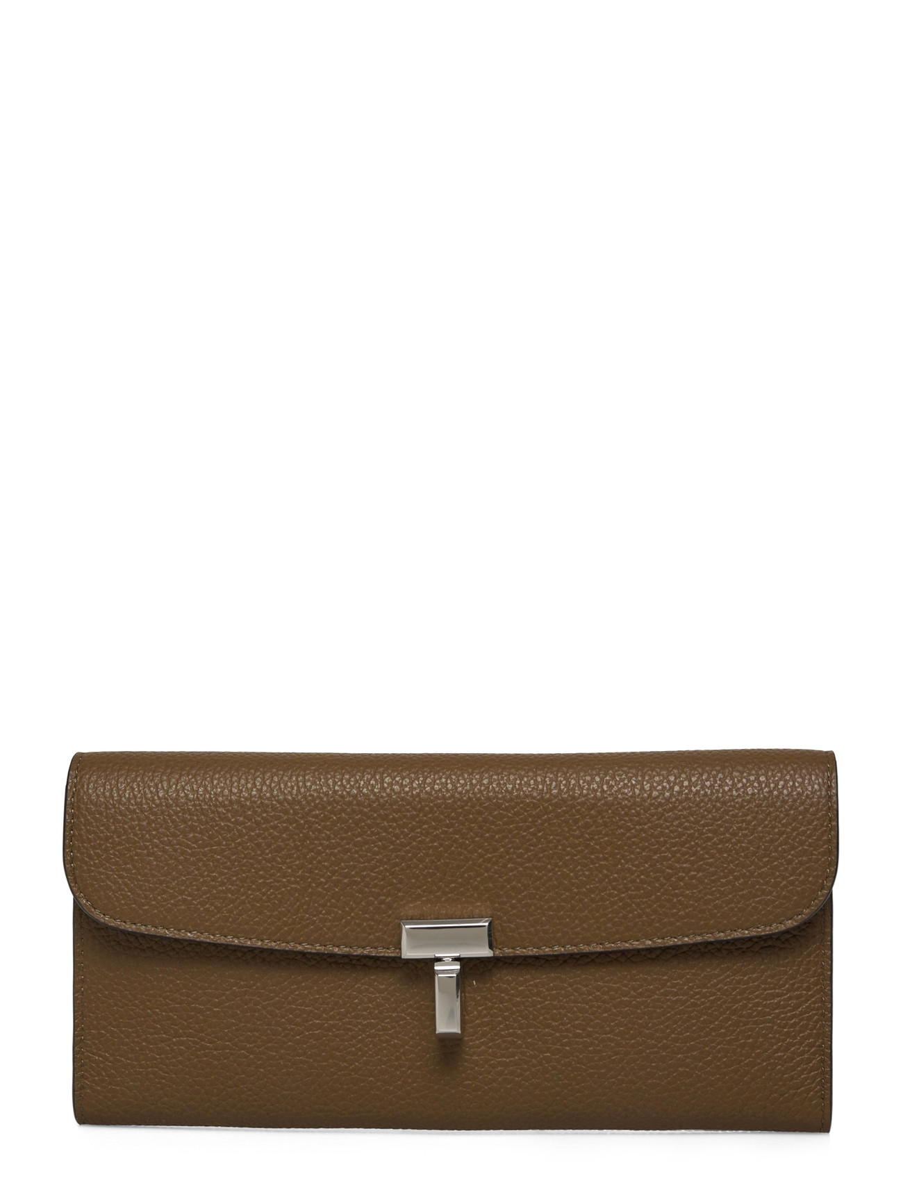 TOTEME T-Lock Grained- Leather Wallet, One Size, Card Holders & Wallets, Braun - Frauen