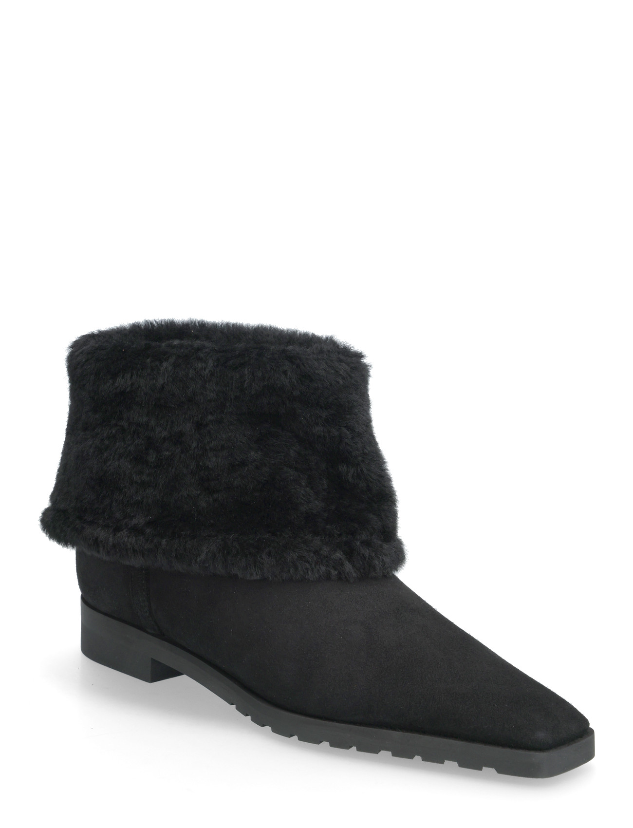 TOTEME Fold-Down Shearling Boots, 39, Black, Ankelstøvler > Ankelstøvler Med Flad Hæl, Dame