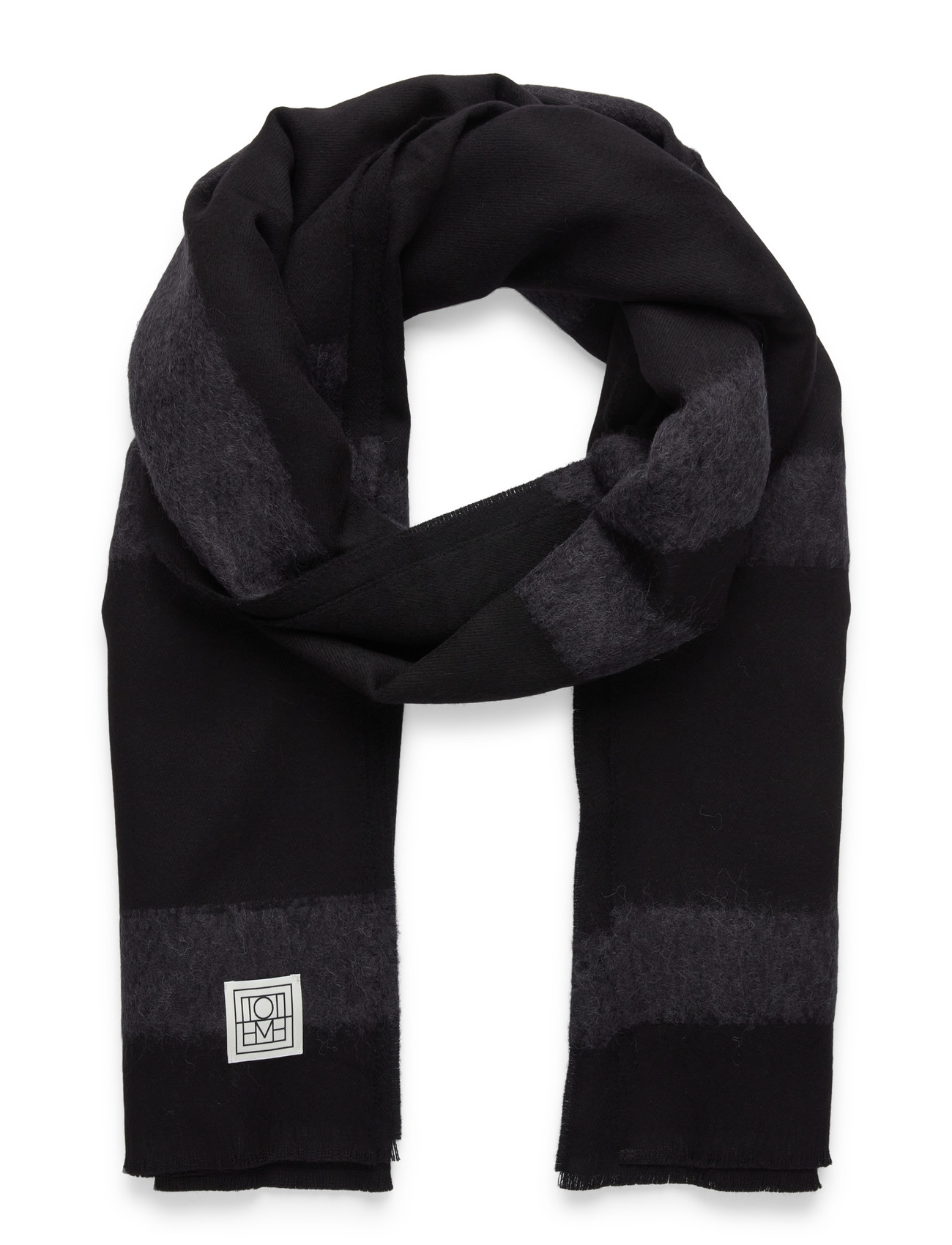 TOTEME Monogram Twill Scarf, One Size, Black, Tørklæder > Vintertørklæder, Dame
