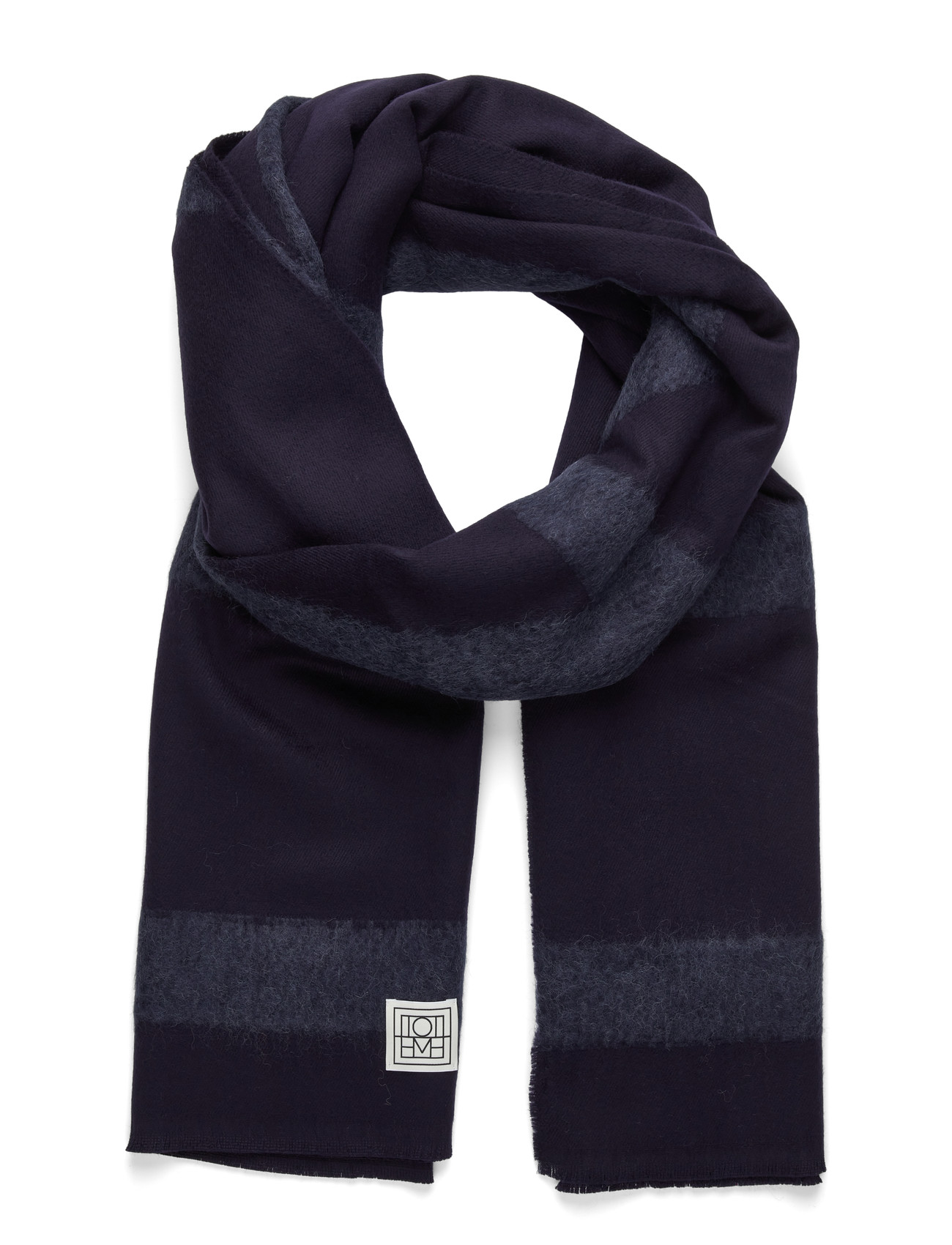 TOTEME Monogram Twill Scarf, One Size, Navy, Tørklæder > Vintertørklæder, Dame