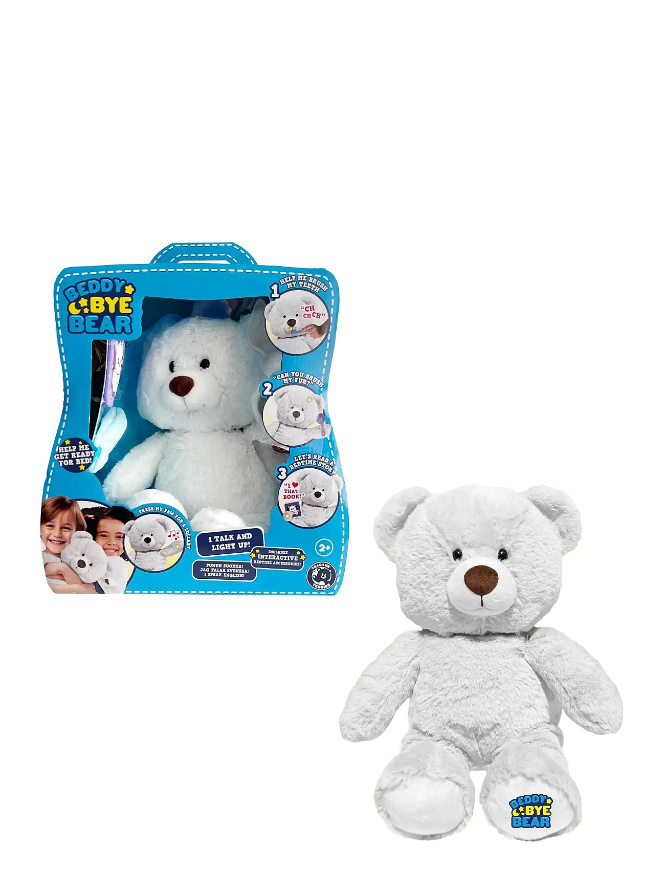 Toyrock Beddy Bye Bye Bear Multilingual Version, One Size, White, Soft Legetøj > Teddy Bears, Børn
