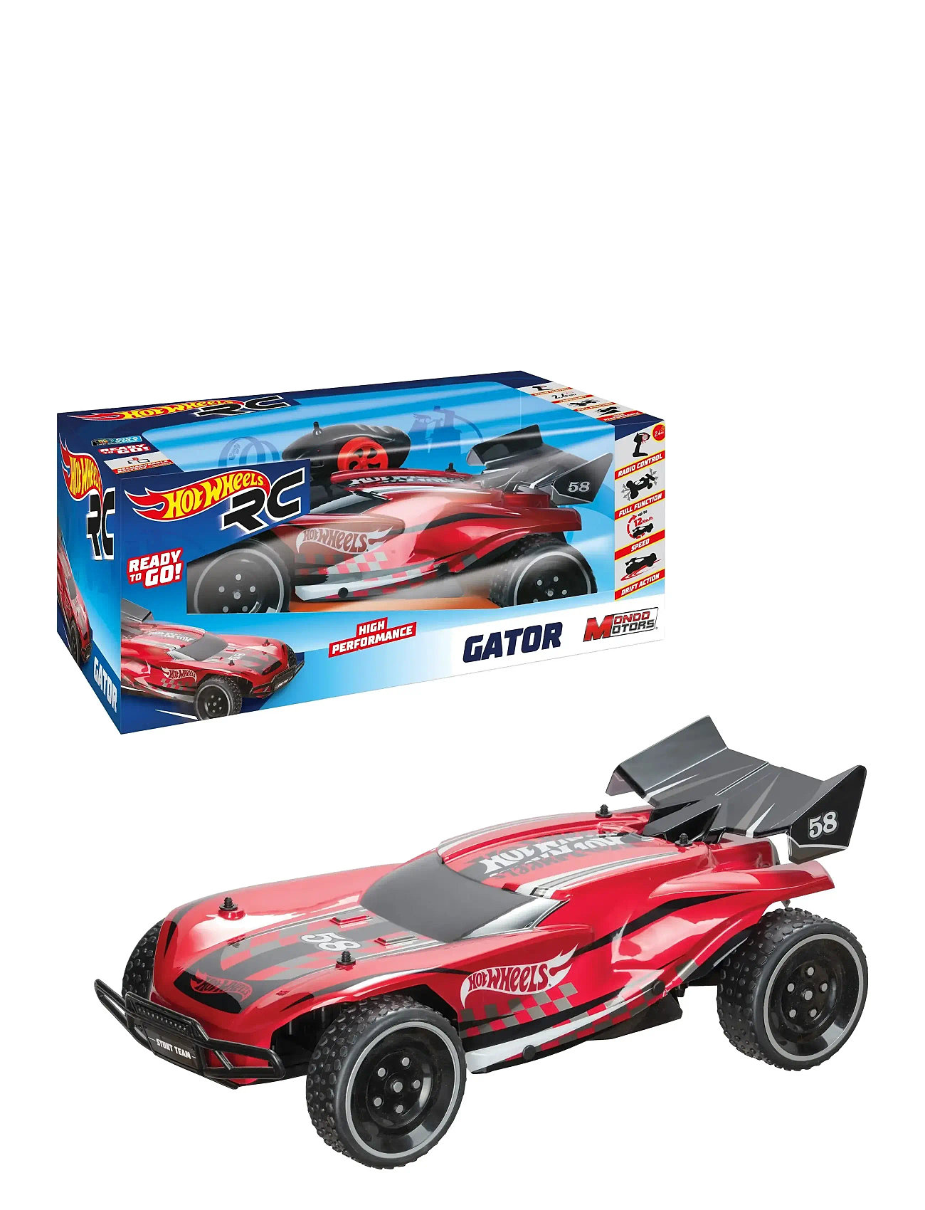 Toyrock Hot Wheels Gator Rc 1:10, One Size, Red, Legetøj > Remote Controlled Legetøj, Børn